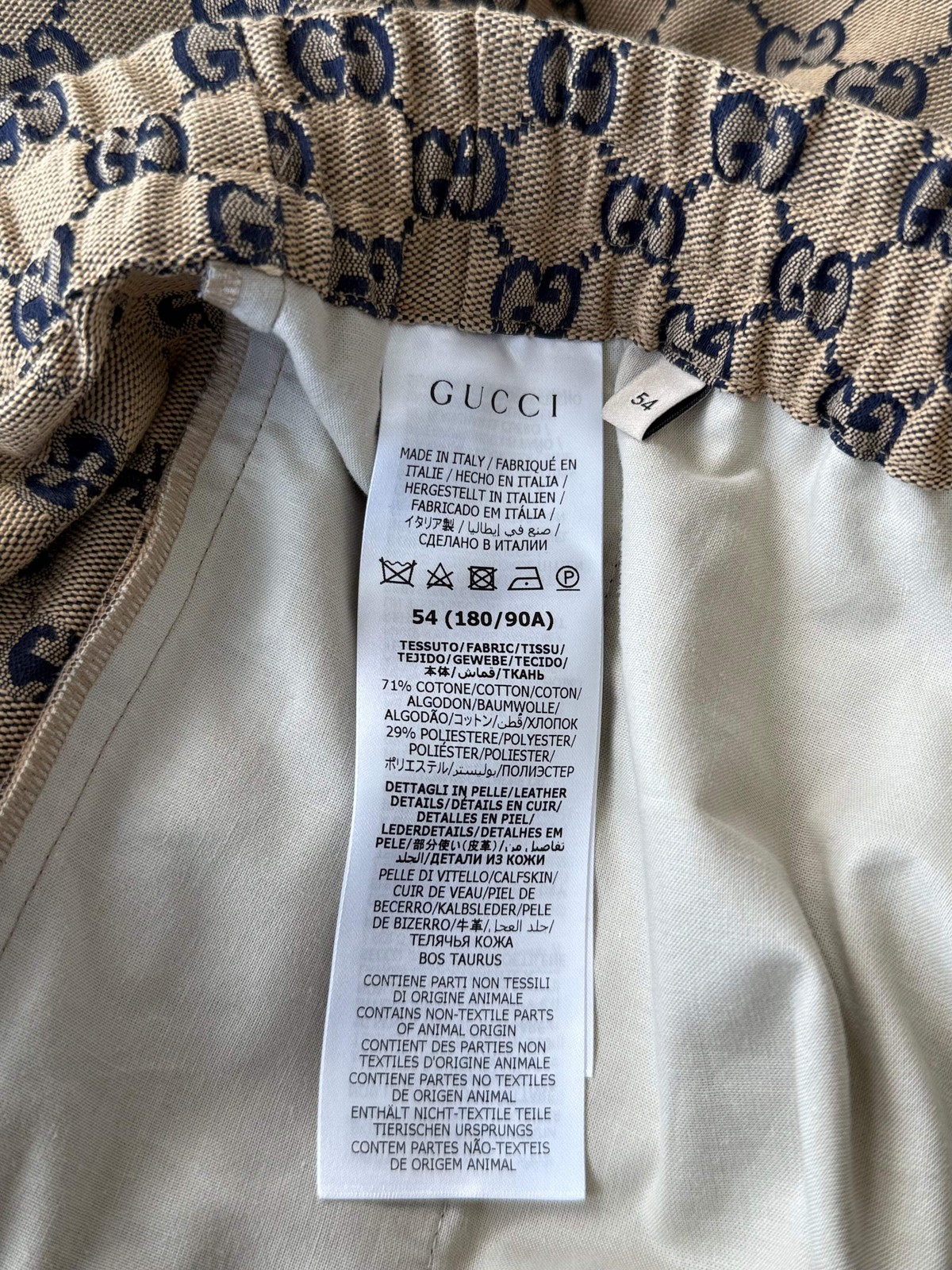 Gucci Beige & Navy GG Monogram Pants