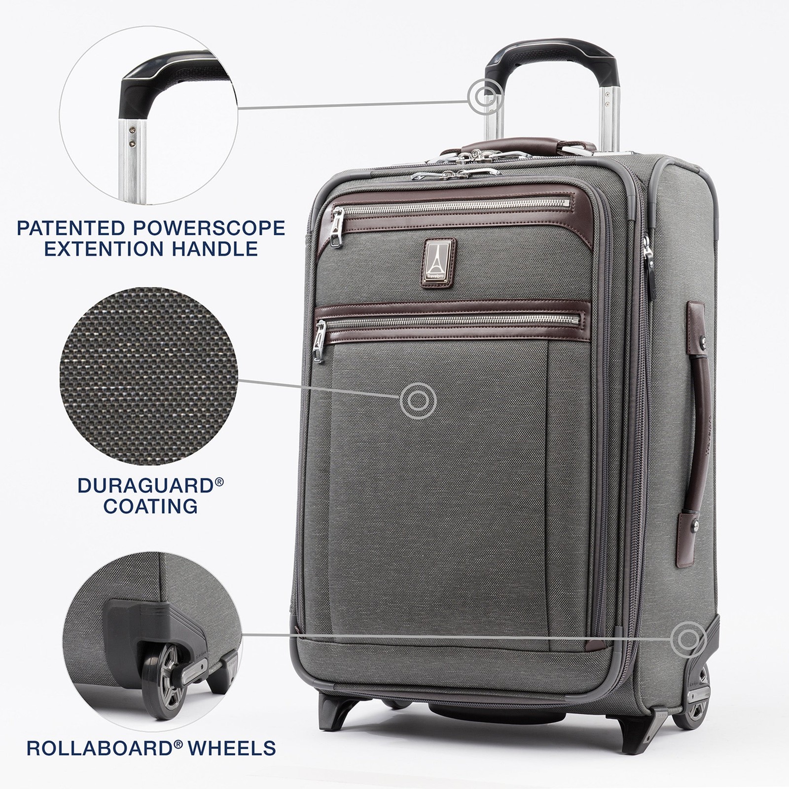 Travelpro Platinum Elite Softside Expandable Luggage, 2 Wheel Grey 22 Inch U1