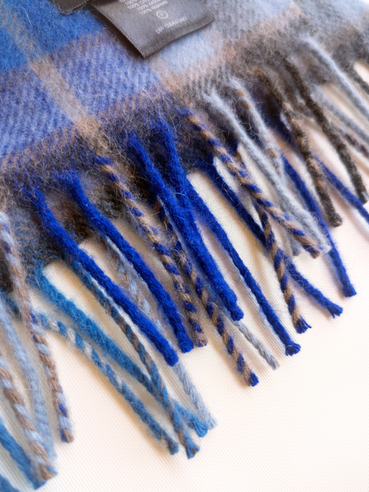 NP €167 Joshua Ellis 100% cashmere scarf, m.i. UK! checked, plaid, wool scarf