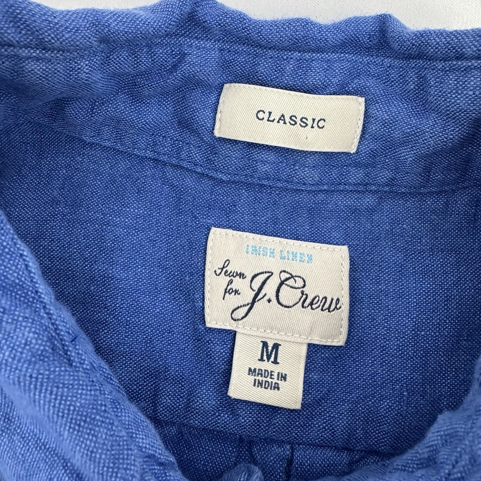 Baird McNutt J Crew Irish Linen Shirt Mens M Classic Fit Blue Lightweight BE546