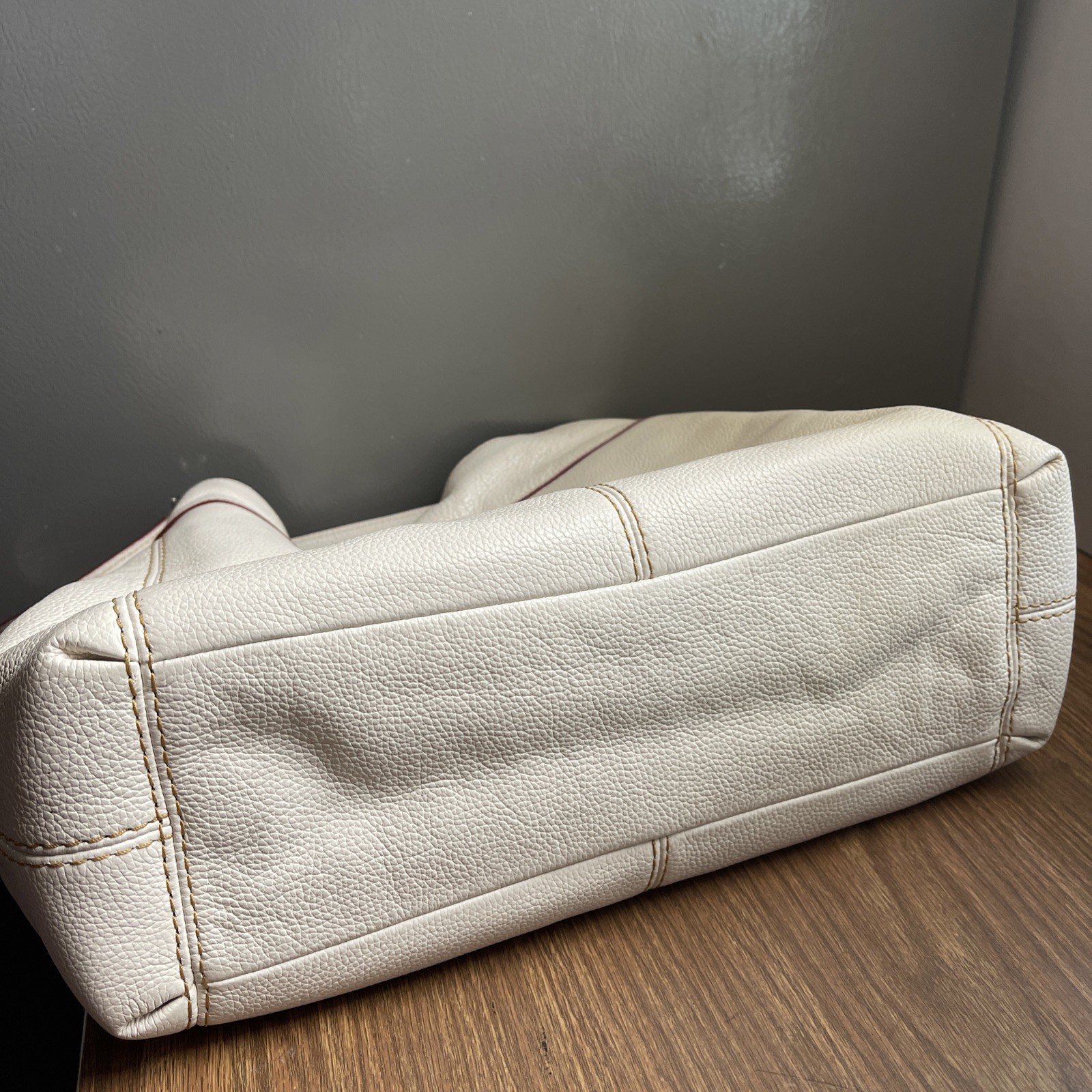 Coach Lexy Chalk White Rivet Detail Triple Compartment Shoulder Bag