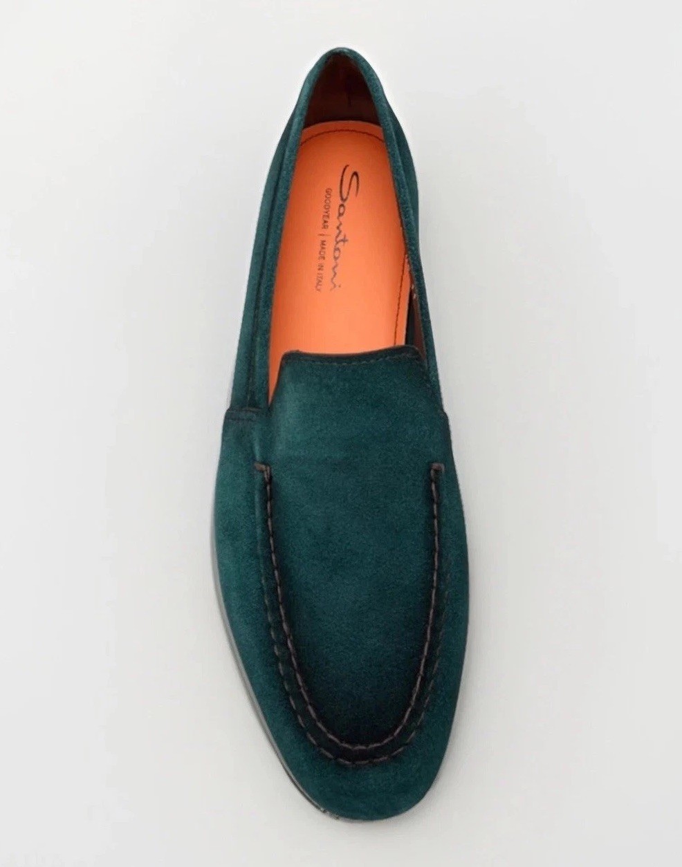 Santoni Men’s Slip-On Shoes Loafers Size 9 US 10 in Green Suede Made in Italy