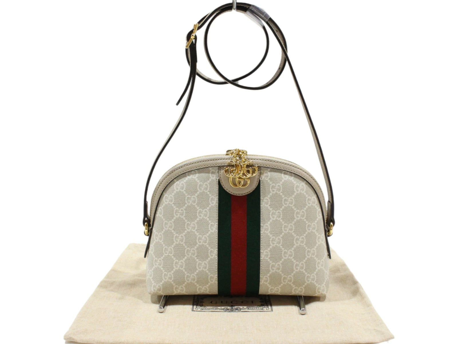 GUCCI Ophidia Small Shoulder Bag 499621 GG Supreme Canvas White Beige