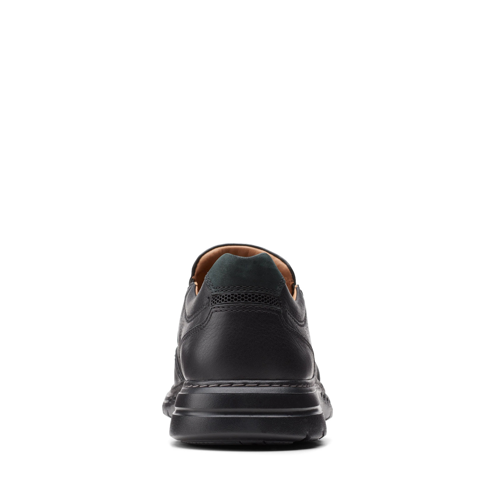 Mens Clarks Un BrawleyStep Slip Ons – Black Leather, Size 7 Medium [26151788]
