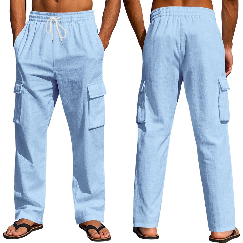 Spring Autumn Multi-Pocket Straight Leg Cargo Pants