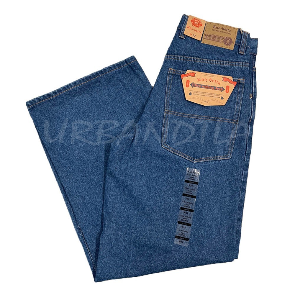 Men’s Baggy Ultra Wide Leg Jeans Y2K Loose Fit Denim Pants Kno Betta