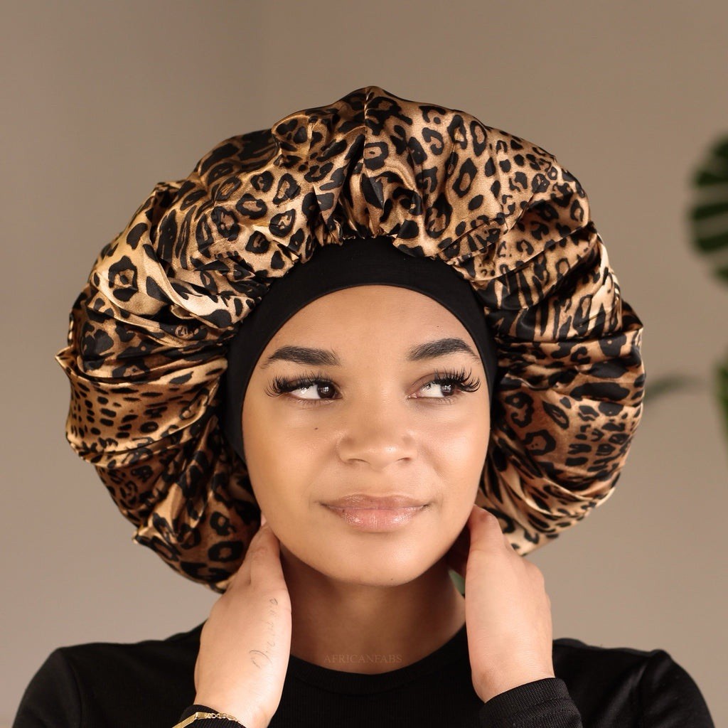 silk night sleep cap hair bonnet women Animal Print, Lightweight , Comfortable