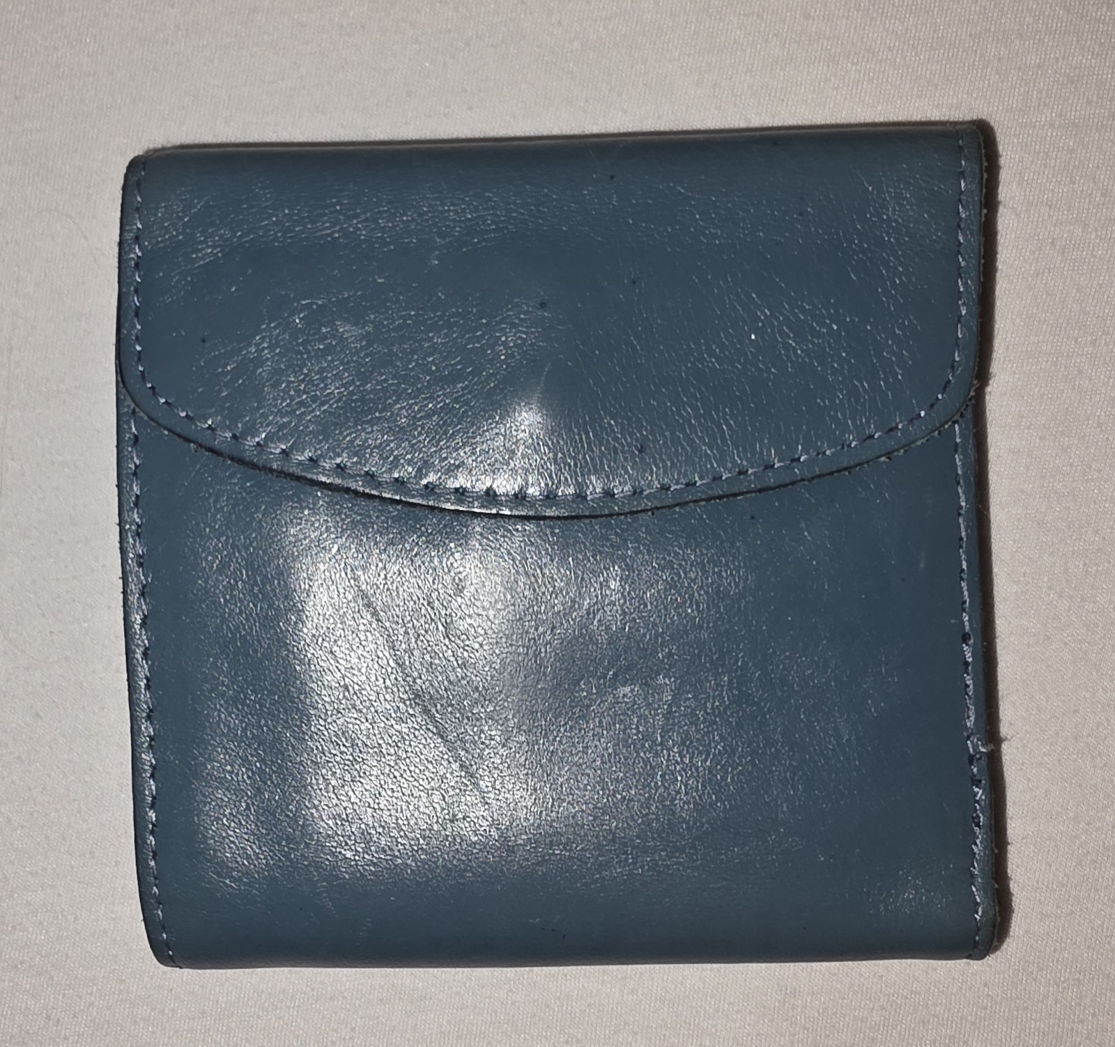 Patricia Nash Bifold Leather Wallet Blue with Coin Pocket