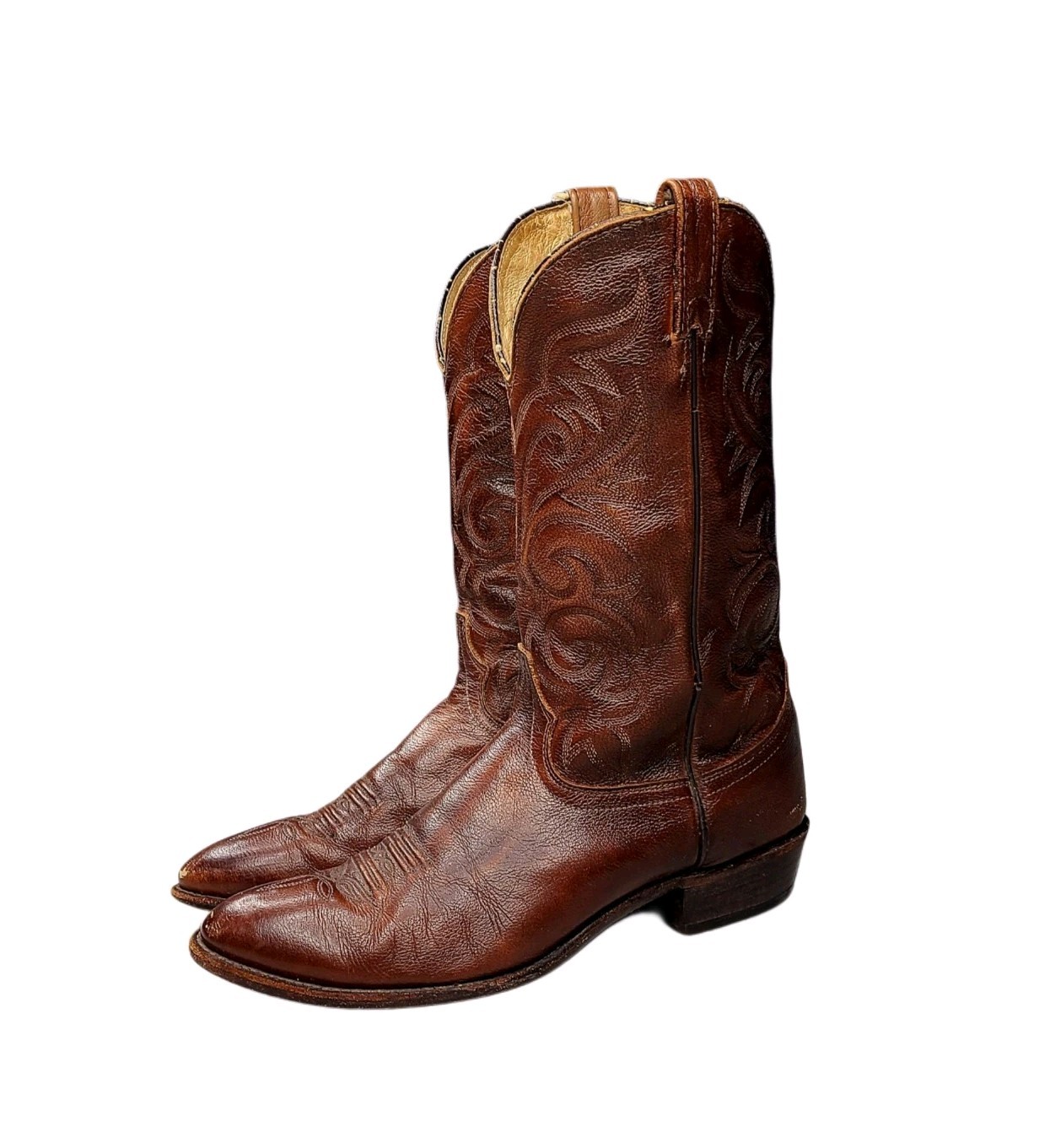 J. Chisholm Men’s Leather Cowboy Boots Size 12 EE Walnut Brown Distressed