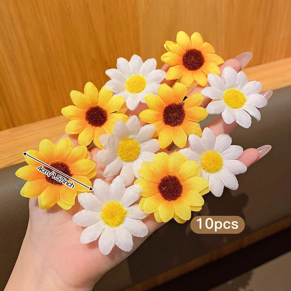 10 Pc Sunflower Hair Clips Cute Daily Hair Bands Headflowers Girls Accessories