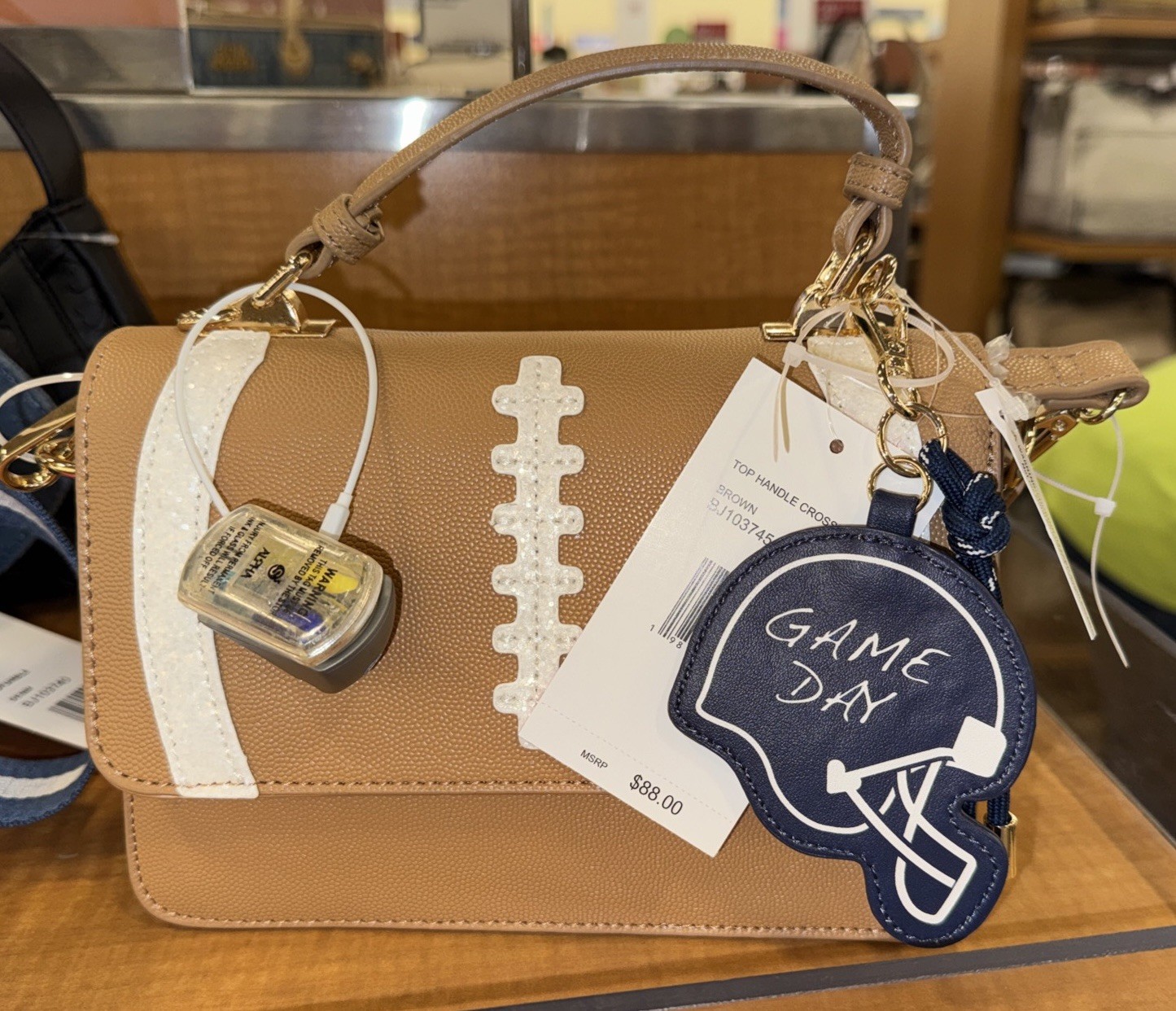 BETSEY JOHNSON Crossbody /Top Handle Bag NWT Football Game Day Look & Bag Charm