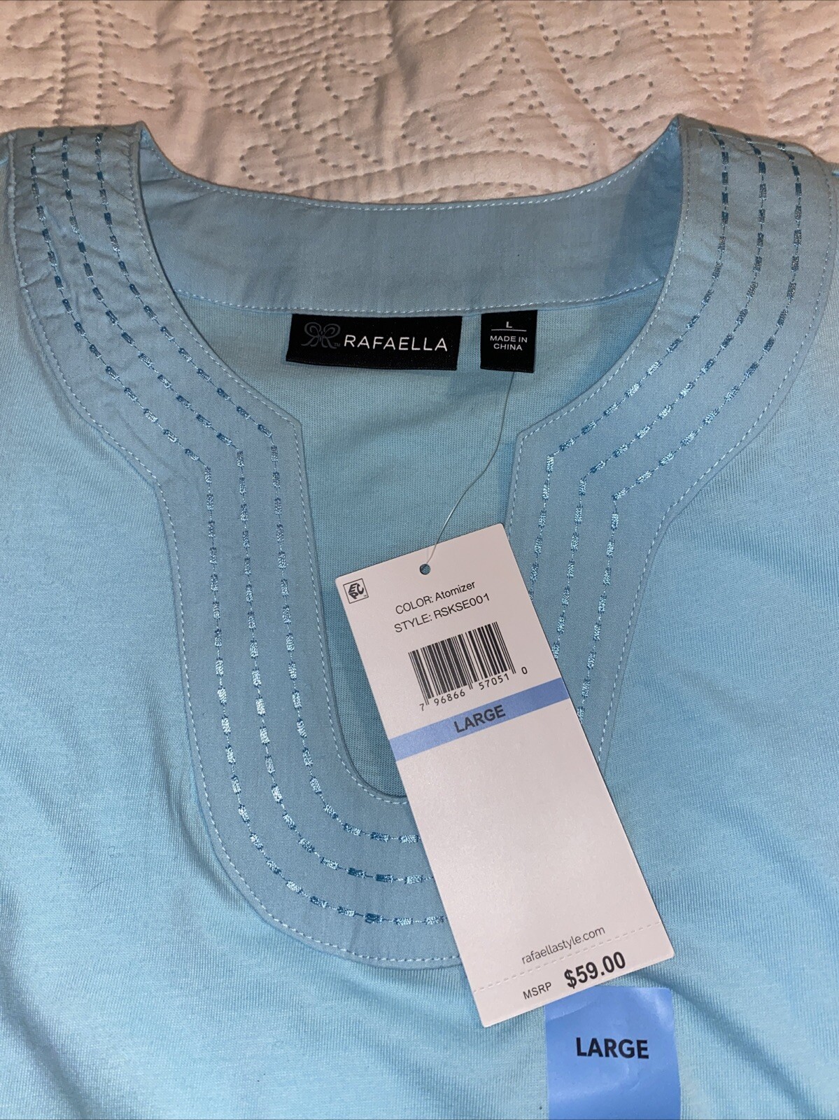 Rafaella Women’s Soft 100% Cotton Jersey Short Sleeve V Neck Top