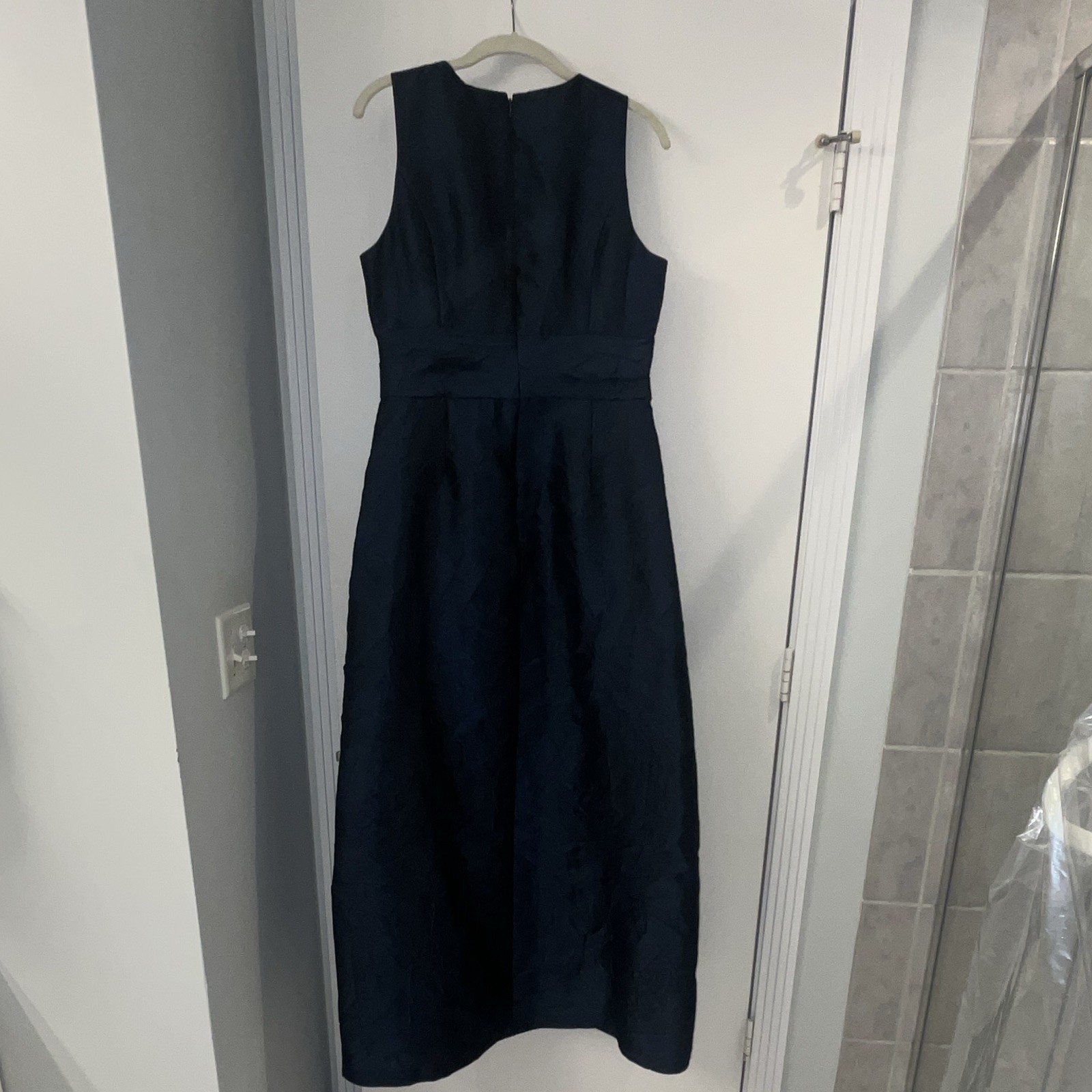 Kay Unger Mariah Jacquard Textured Gown, Blue Opal, A-Line, Ball Gown Size 10