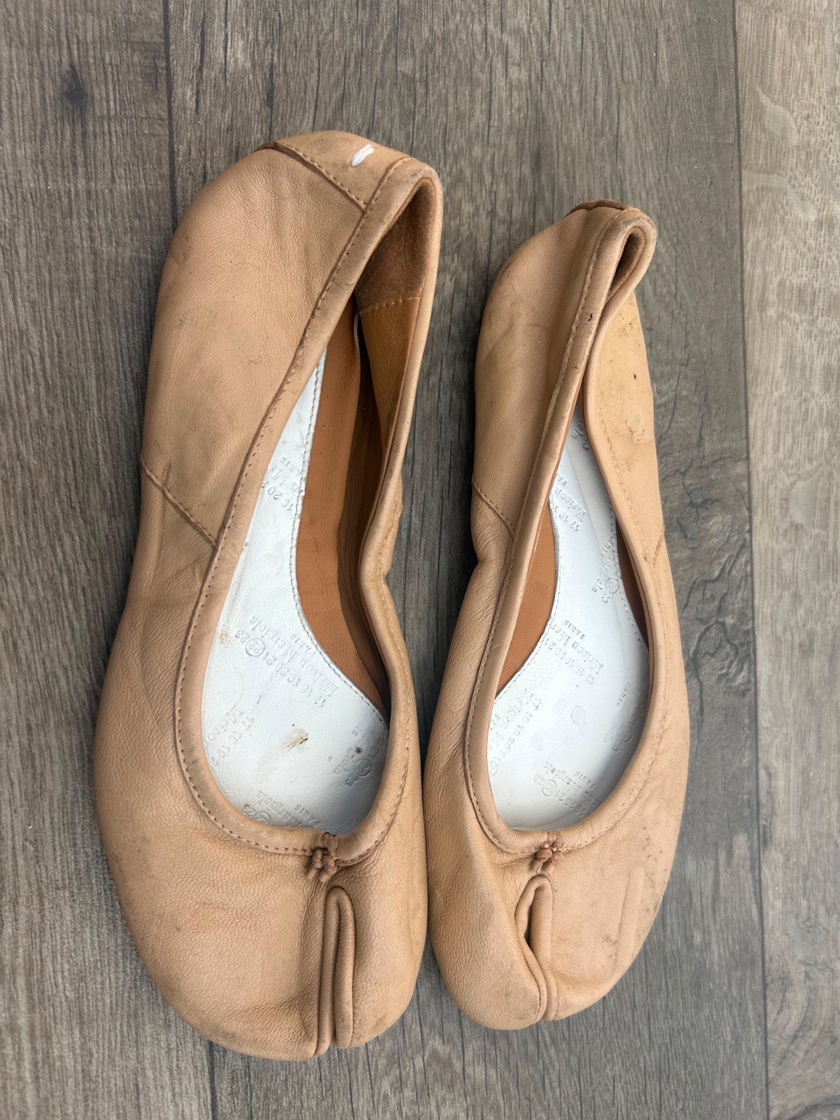 Maison Margiela Tabi Leather Beige Ballerina Flats EU 36 US 6