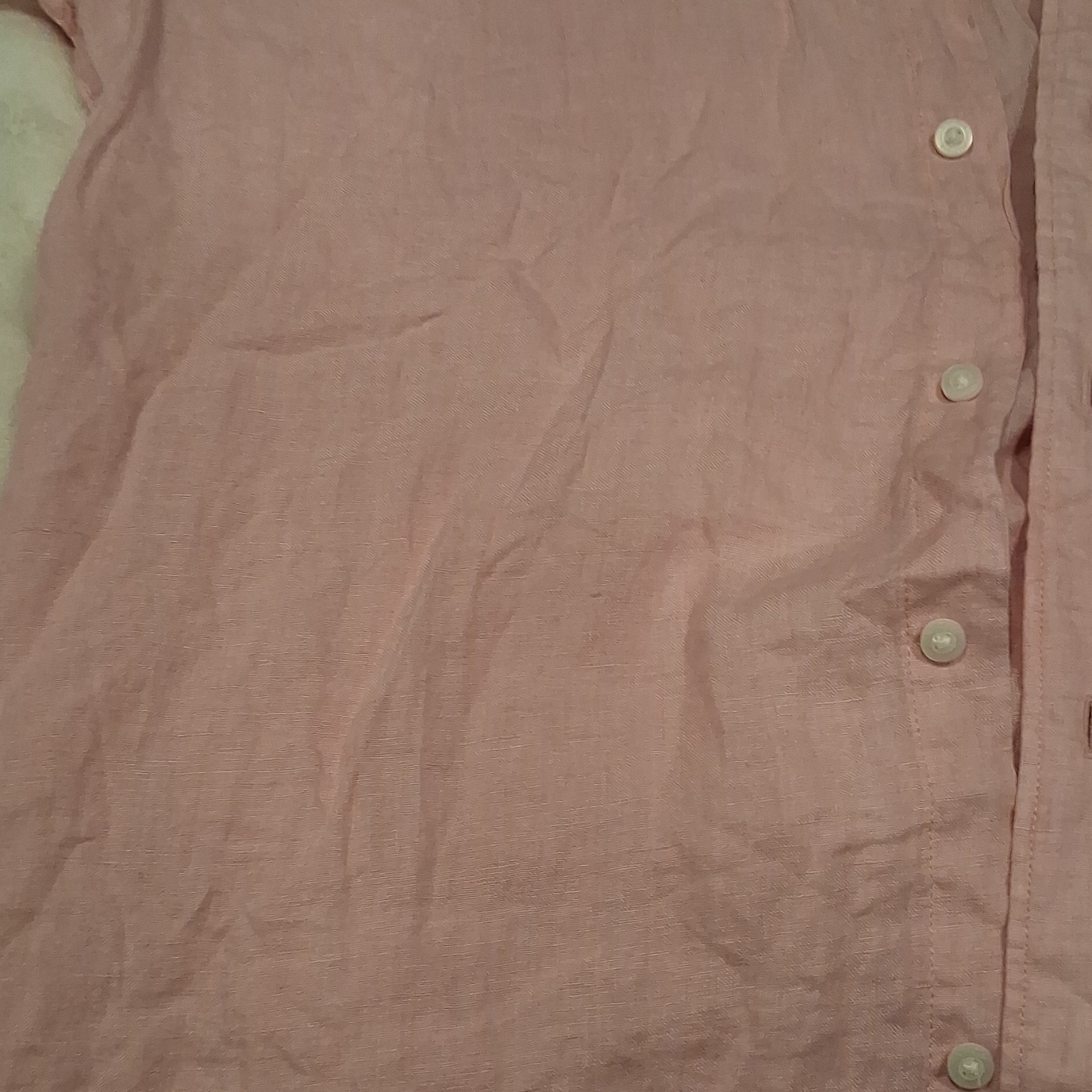 Tommy Hilfiger Men’s Linen Regular Fit Pink Short Sleeve Button-Down L/G