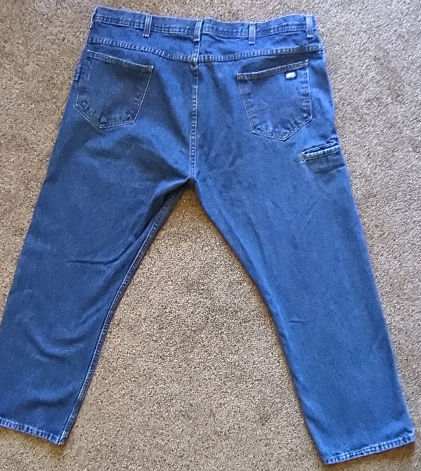Men’s Cell Phone Pocket Cotton Blue Denim Jeans Relaxed Fit Straight Leg