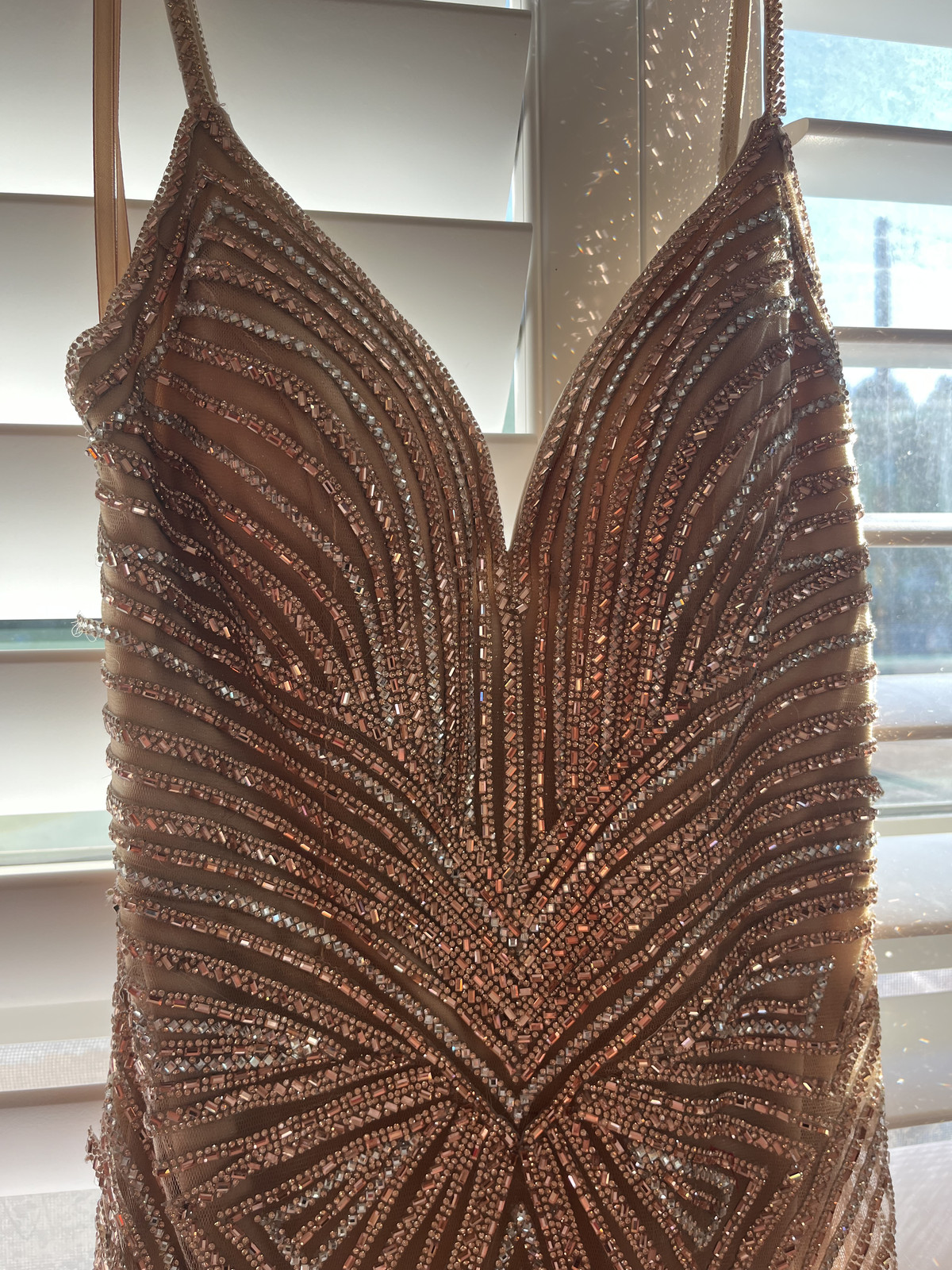 ✨ LaDivine by Cinderella Divine CD845 Rose Gold Beaded Gown – Size 2 – (NWT)