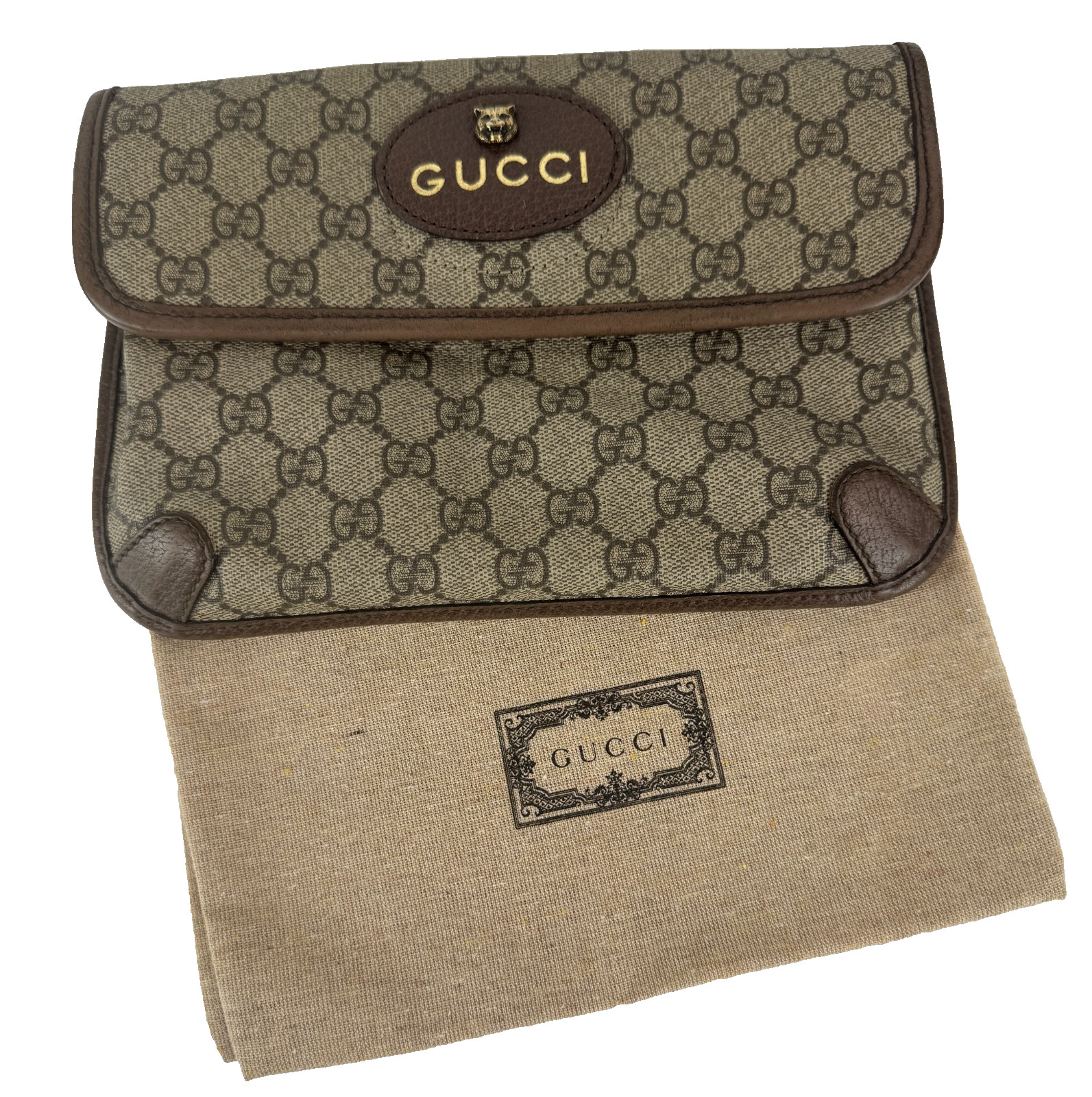 Gucci Auth Neo Beige Brown GG Supreme Belt Bag Leather Monogram Runway NO Belt