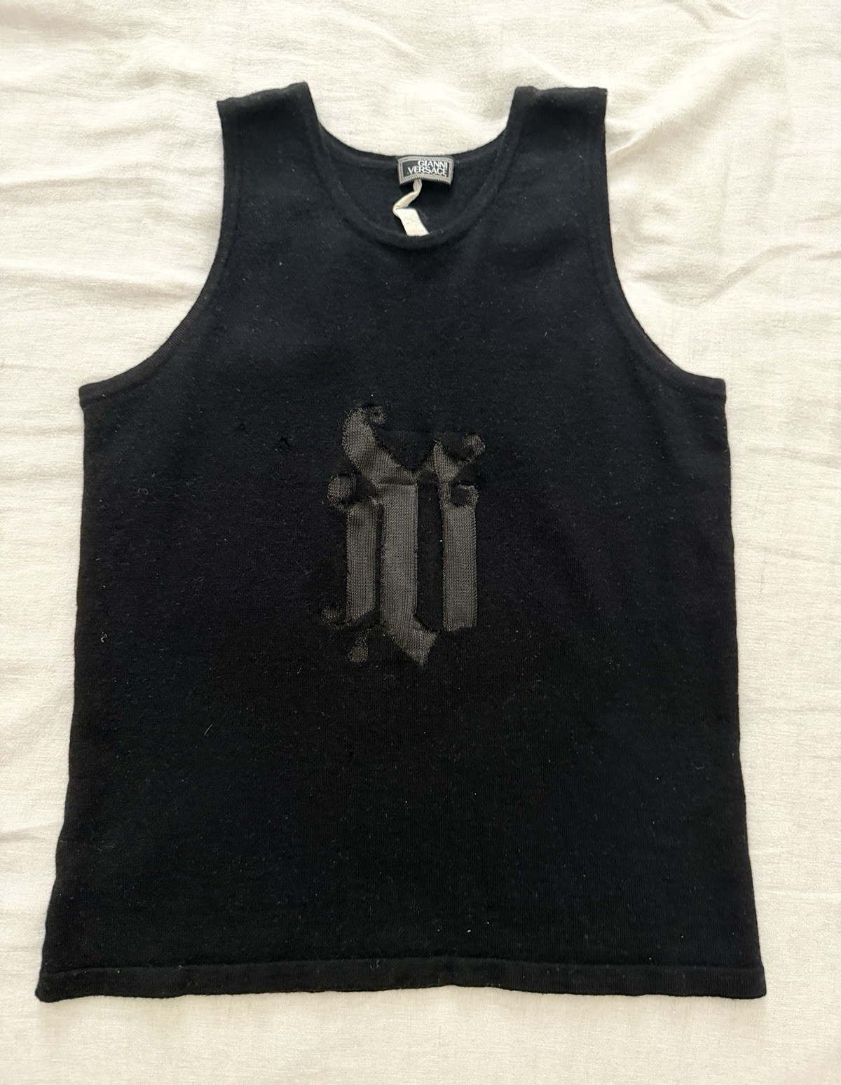 Vintage Gianni Versace Unisex Maternity S Black Knit Sleeveless