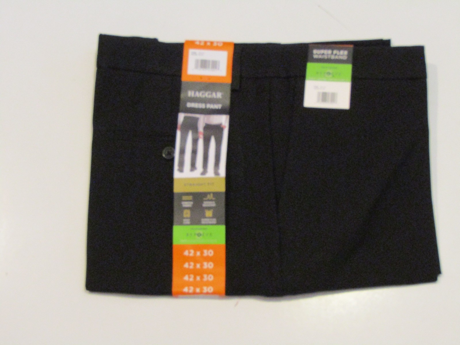 HAGGAR Black Stretch Straight Fit Dress Pants 30 W X 29 L NWT Mens