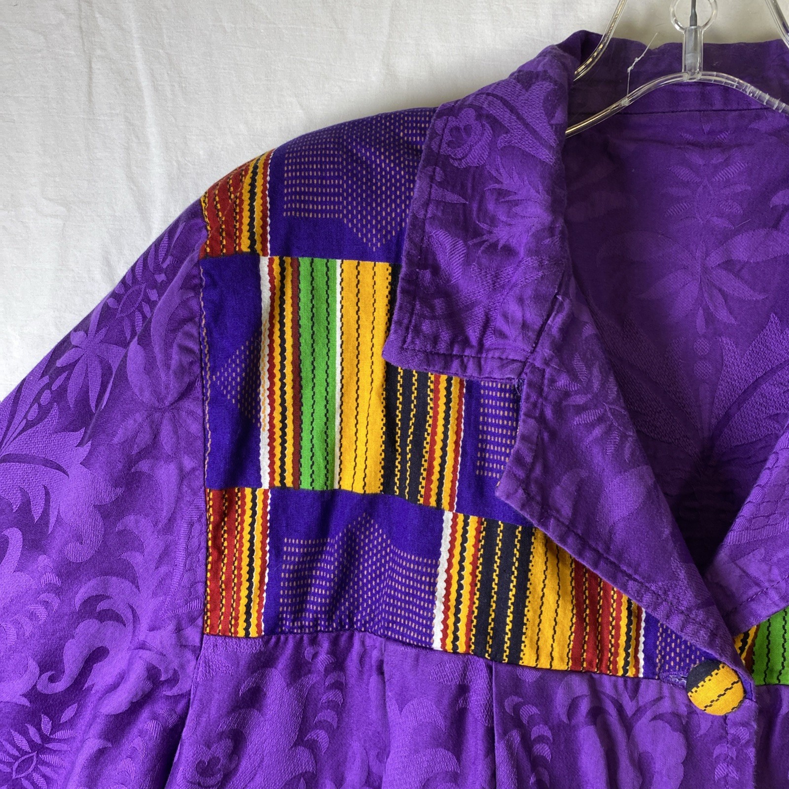 African Purple Womens Jacket – Size 1X – VTG Homemade, No Tags, Shoulder Pads