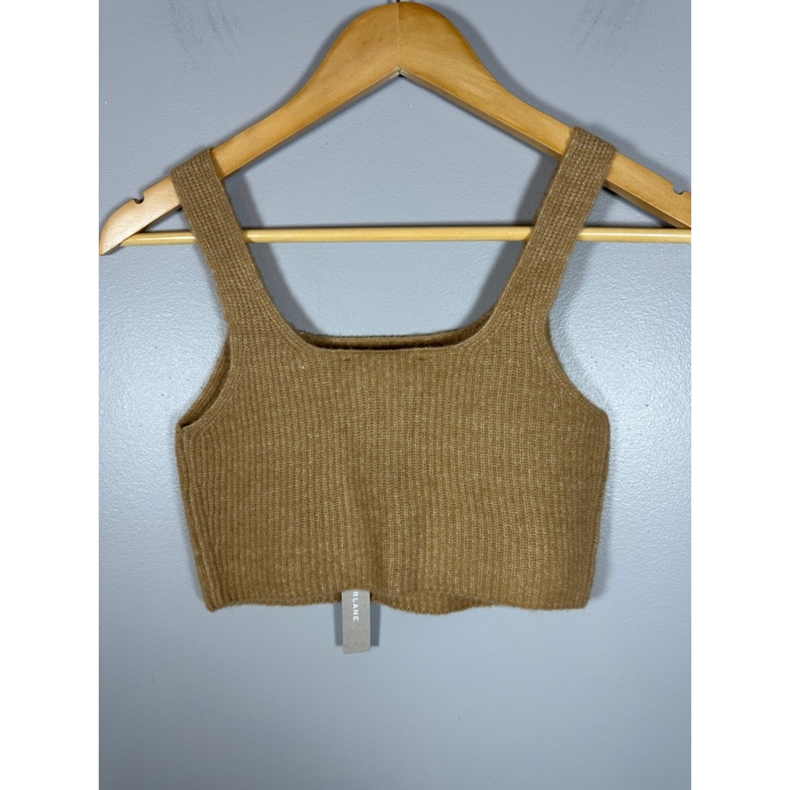 Everlane The Cozy Stretch Cropped Tank Wool Blend Camel Small NWT