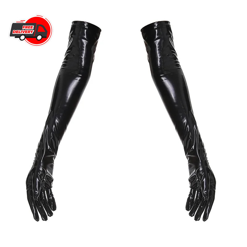 Patent Leather Gloves Opera Length Gothic Cosplay Nightclub Stage Women Glove
