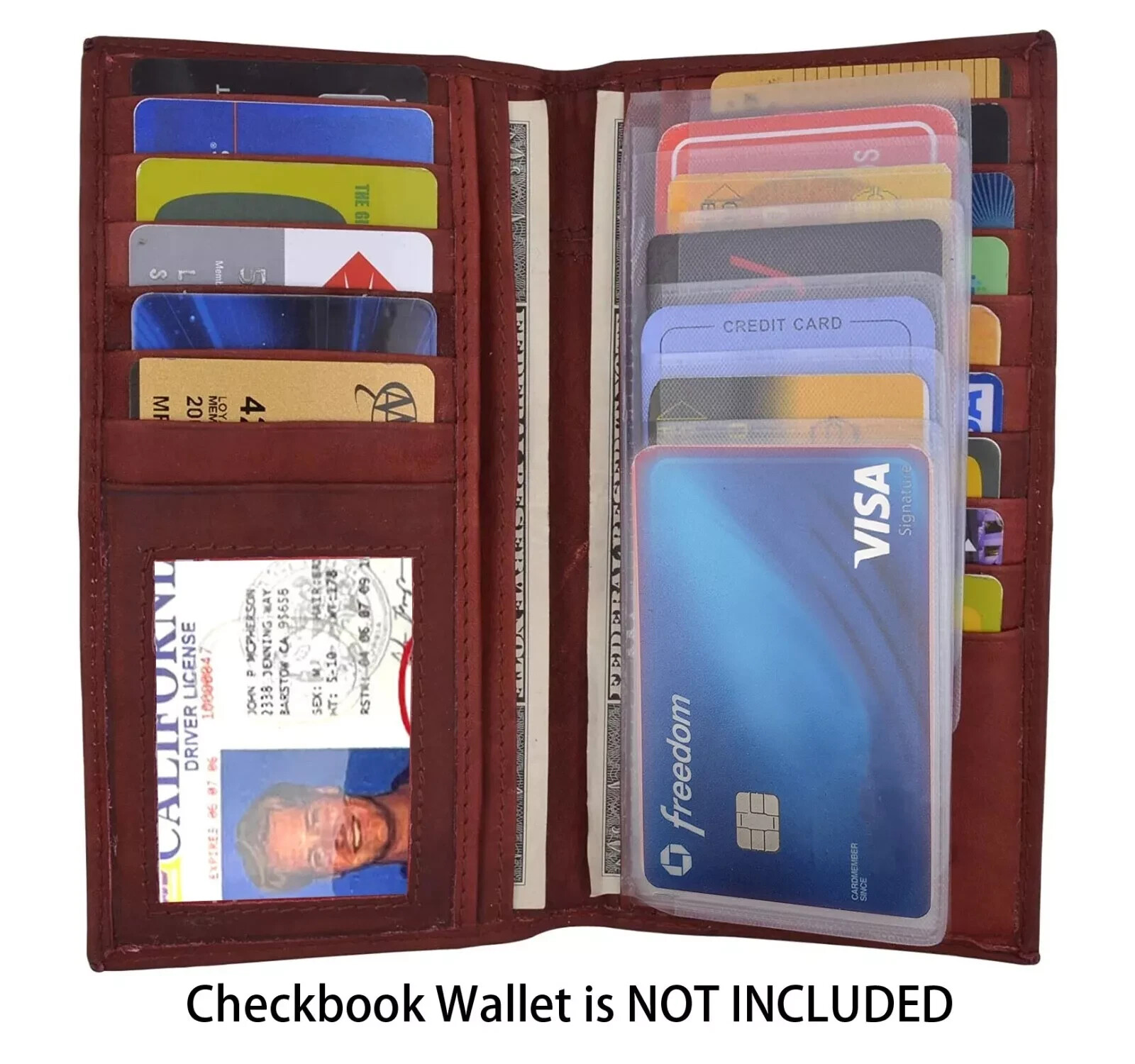 Set of 2 plastic wallet inserts for checkbook and long wallet MADE IN USA e2906