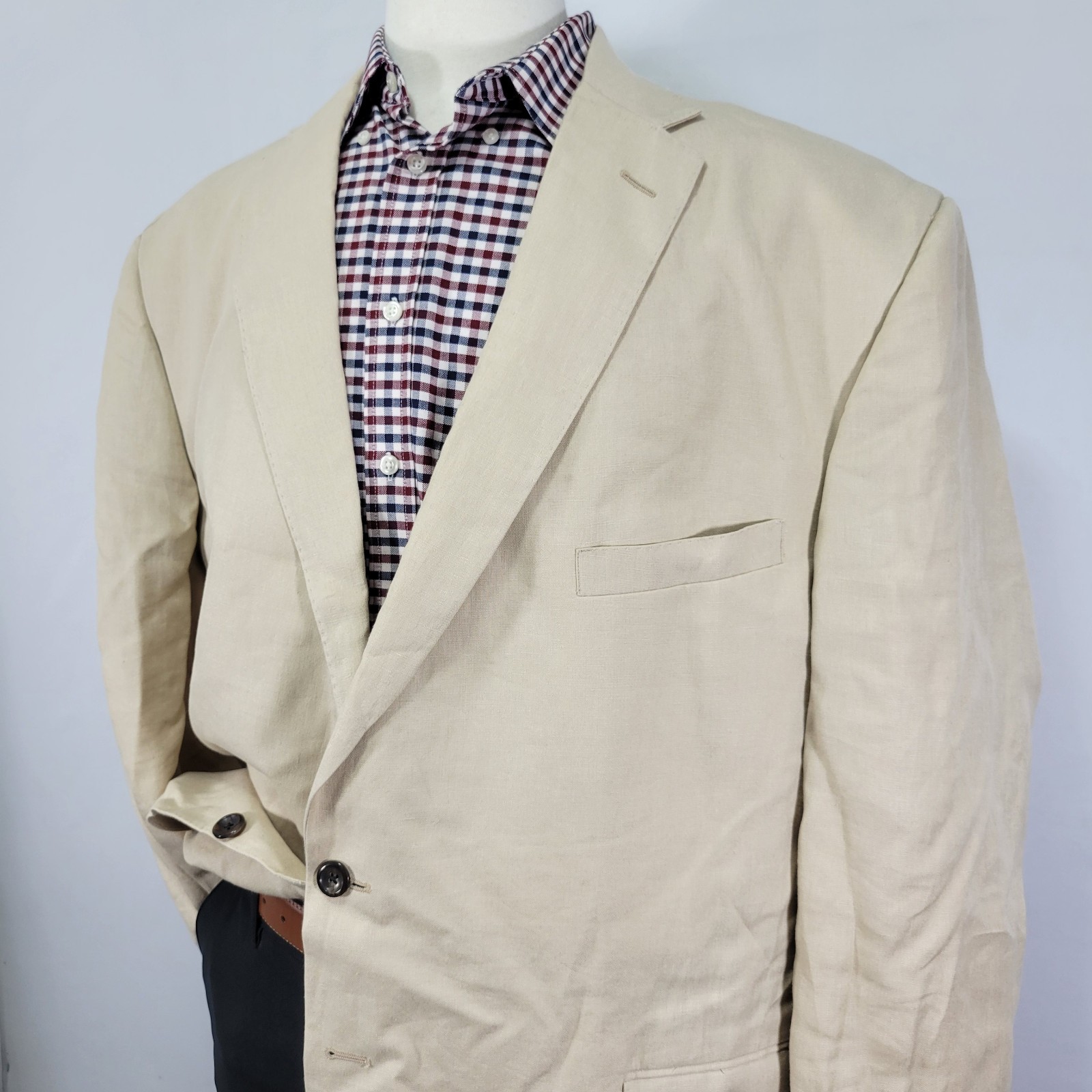 Corporate Image Tom James Men’s Sport Coat Blazer Sugreon Linen 52R SLIM FIT
