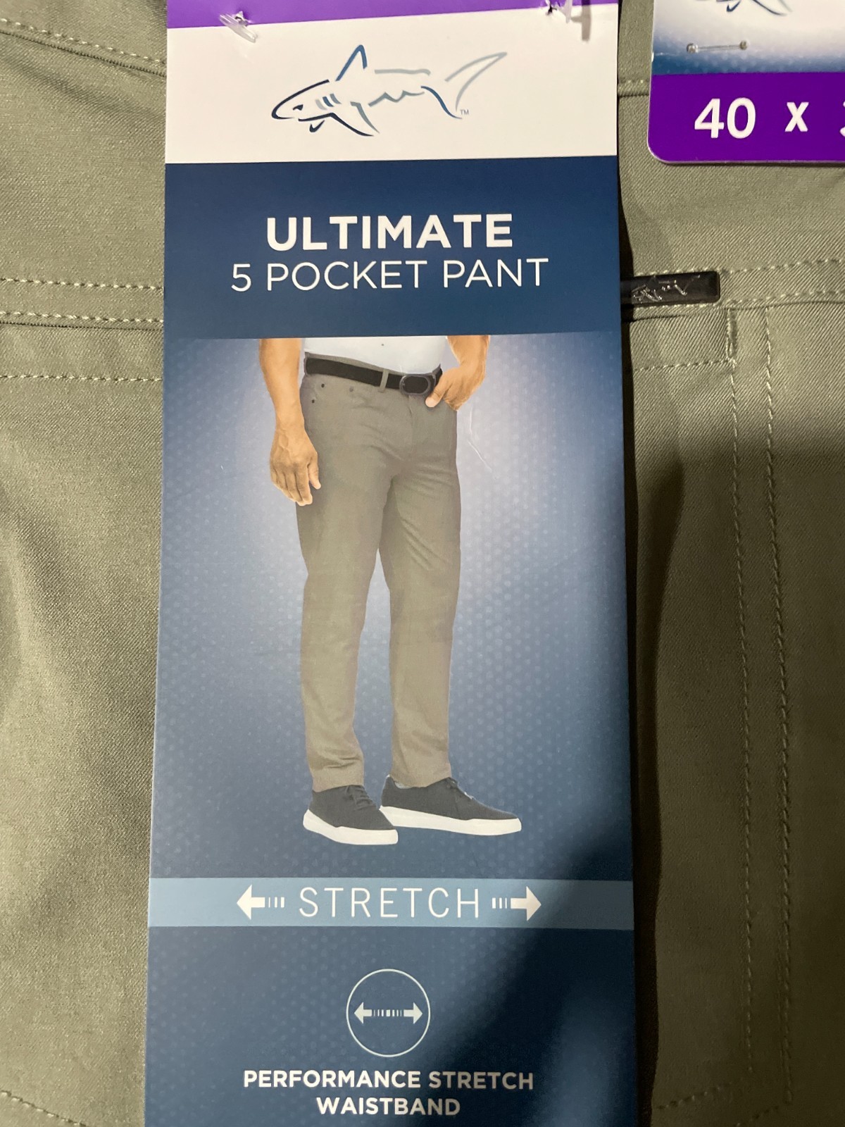 Greg Norman Mens Ultimate Stretch 5 Pocket Pants Navy Gray Black 38×30 38×29