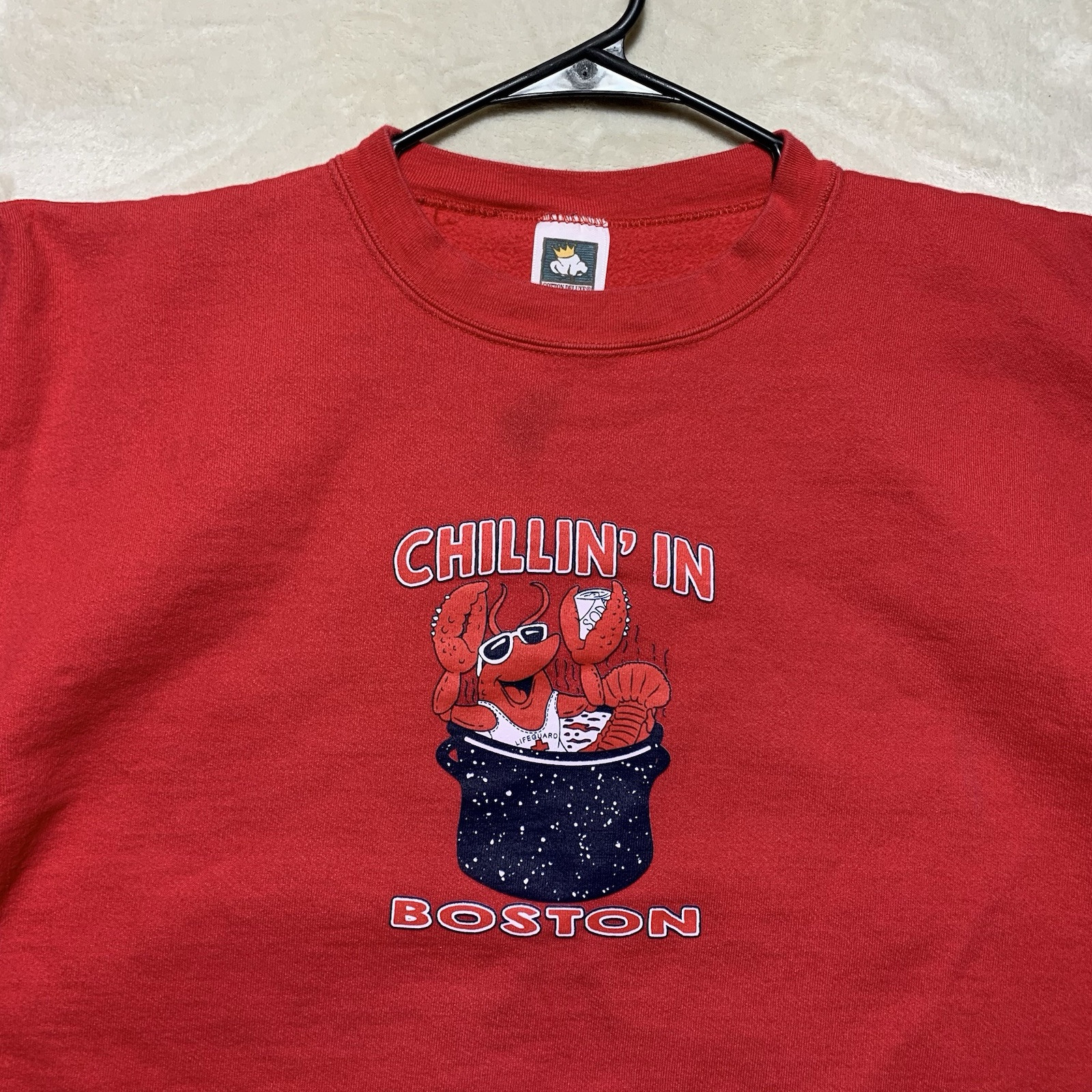 VTG ‘Chillin In Boston’ Lobster Sweatshirt Men’s XL Cotton Deluxe Made In USA