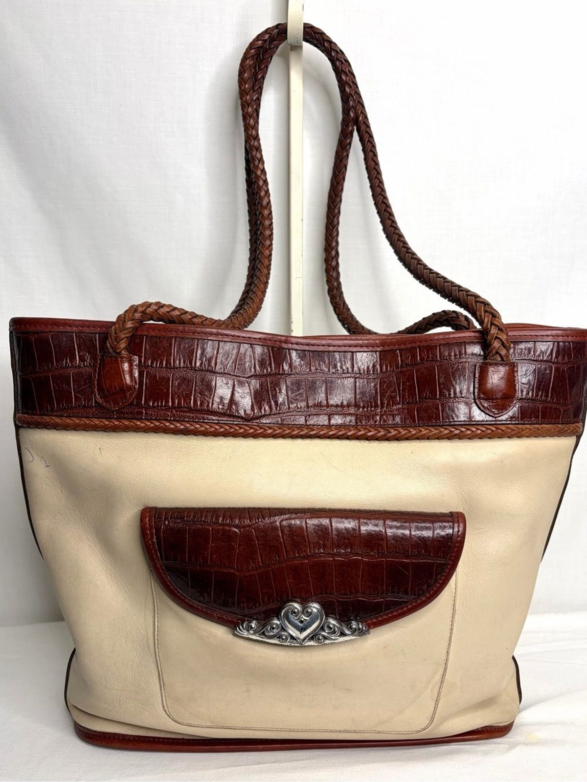 Vintage Brighton Cream colored Leather Tote/shoulder Bag