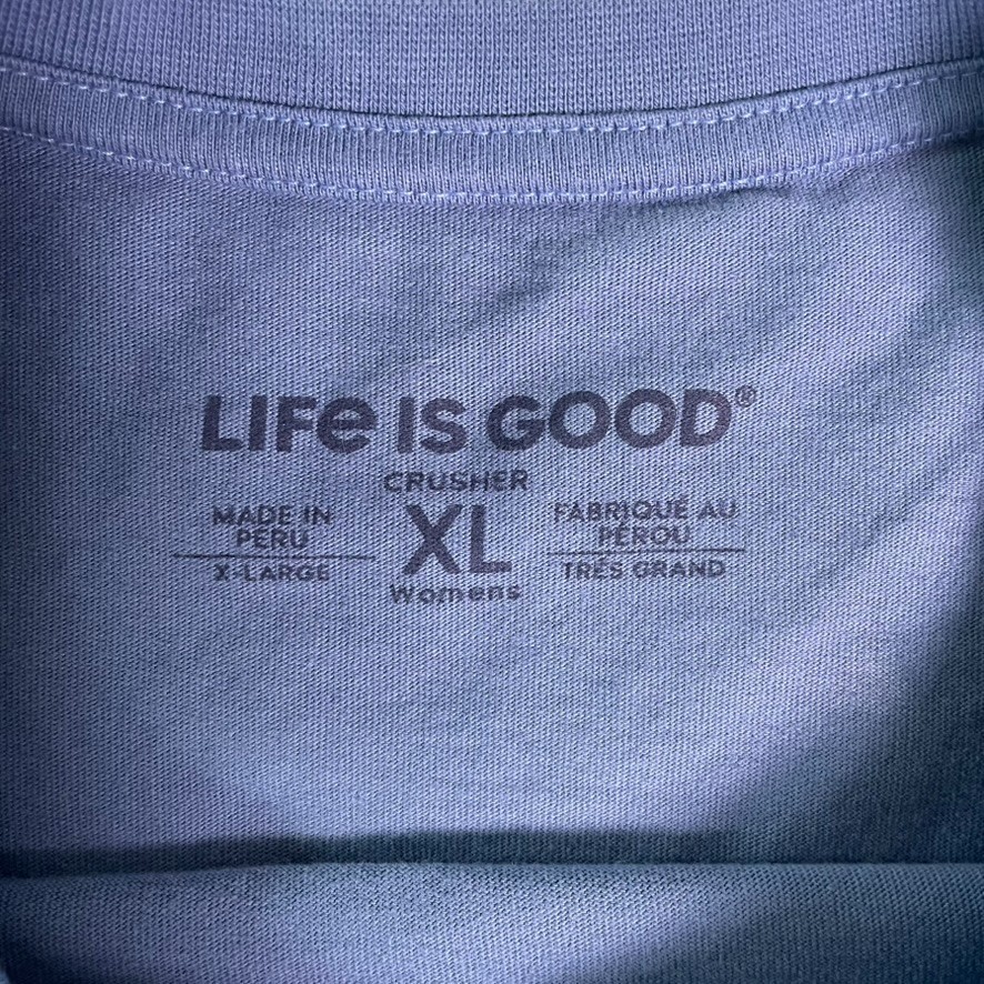 Life is Good Long Sleeve Tee Womens XL Blue Cotton Casual Relaxed Basic Top