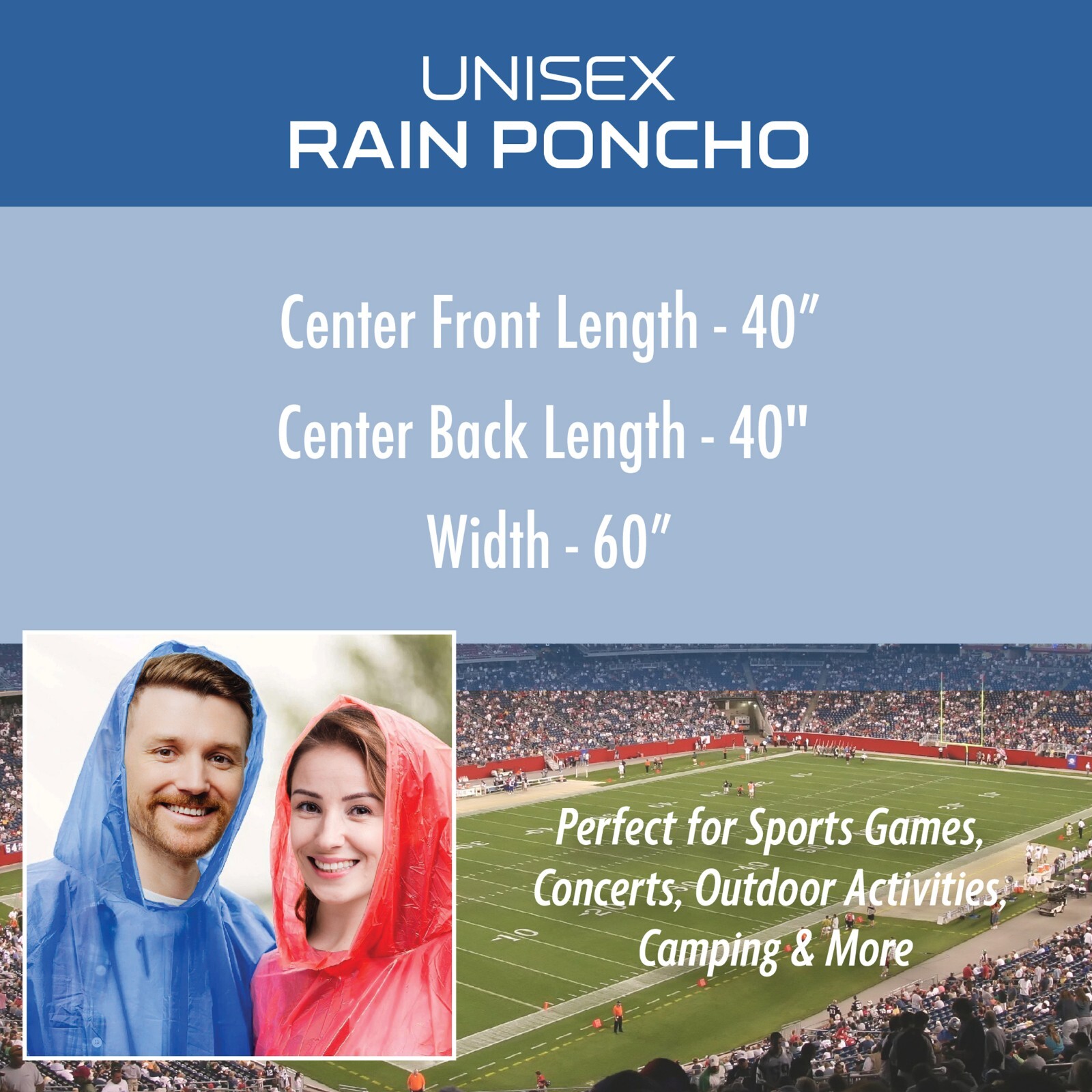 Impact Design NFL Team Premium Rain Poncho Unisex Rain Poncho One Size