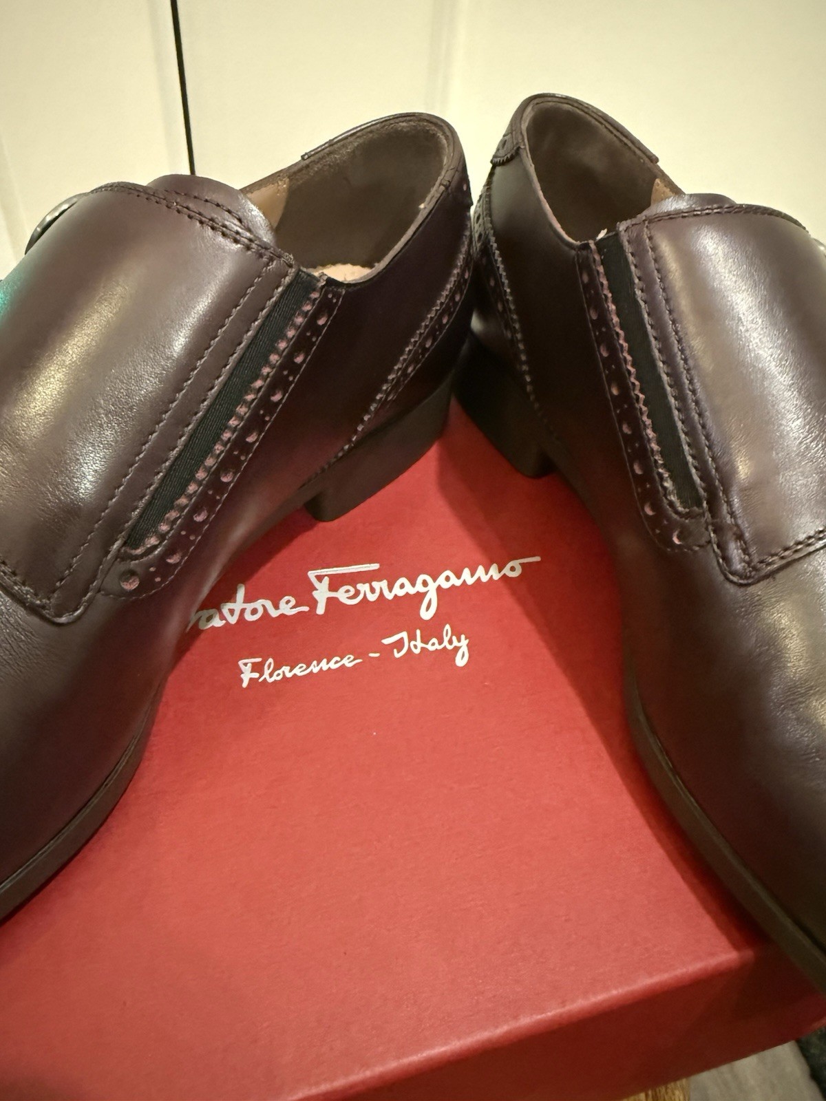 Salvatore Ferragamo Men’s Blair Plum Calf Dress Shoes – Uk7 US8 Euro 41 Buckle