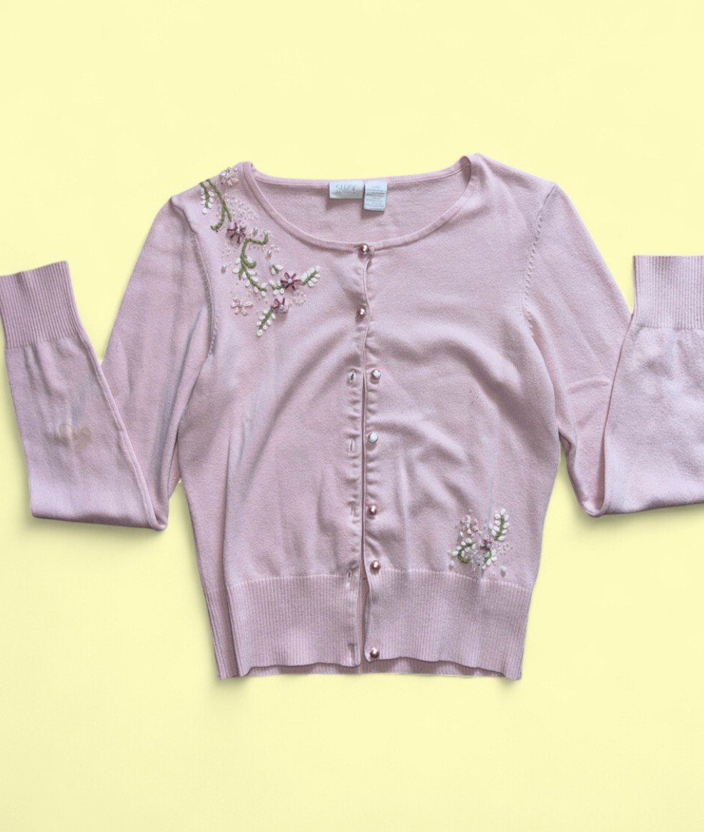 Light Pink Embroidered Suzy Shier Cardigan – Size L