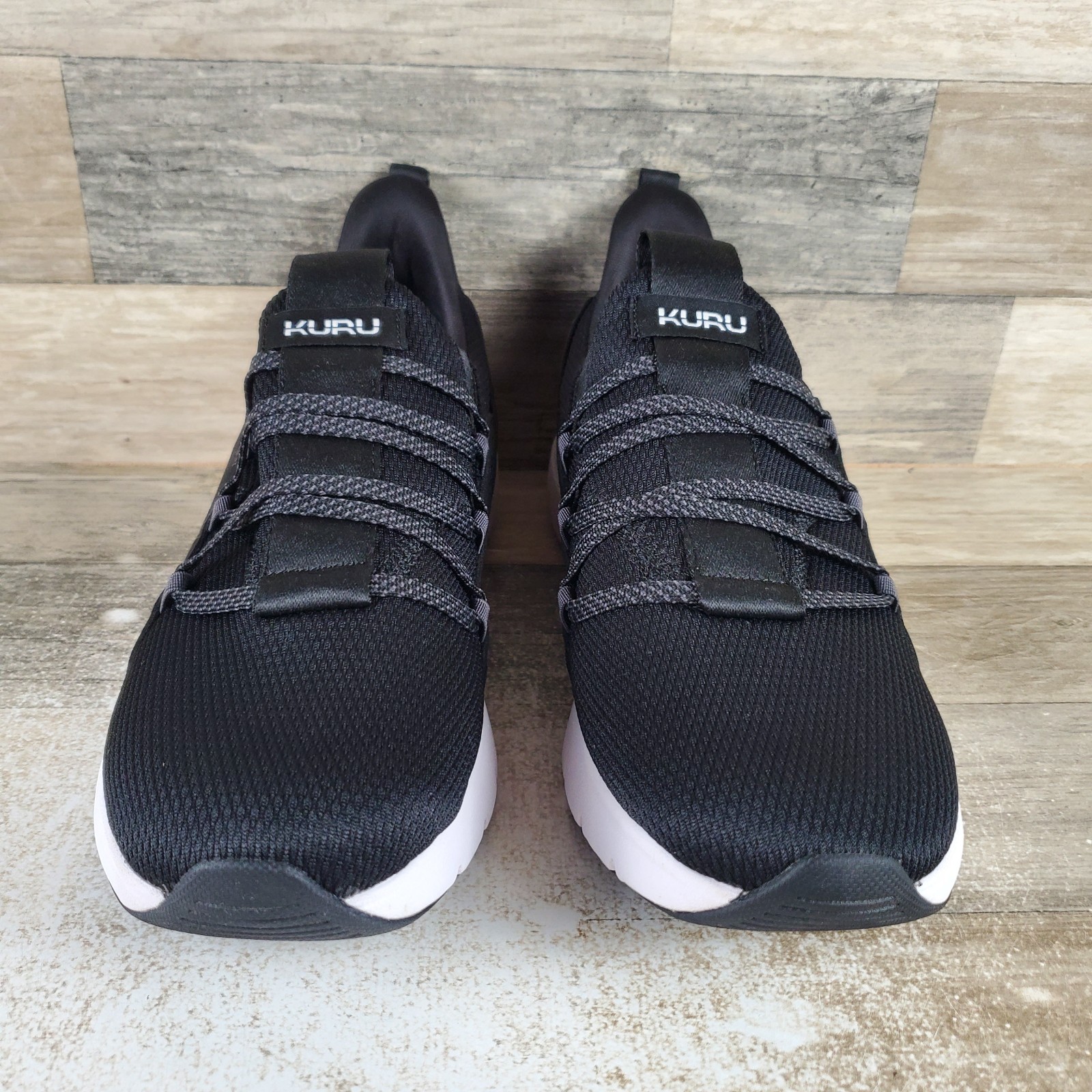 KURU FLEX Mens Shoes Sz 9 M Running Jet Black Bright White Mesh Slip On Sneakers