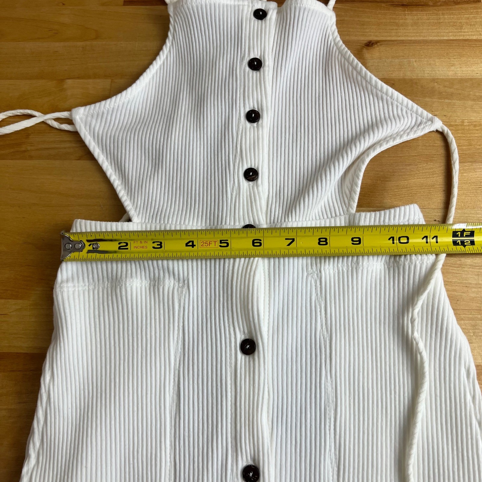Free People Beach Dress Margaret Midi Size XS Ivory Ribbed Halter Button NEW