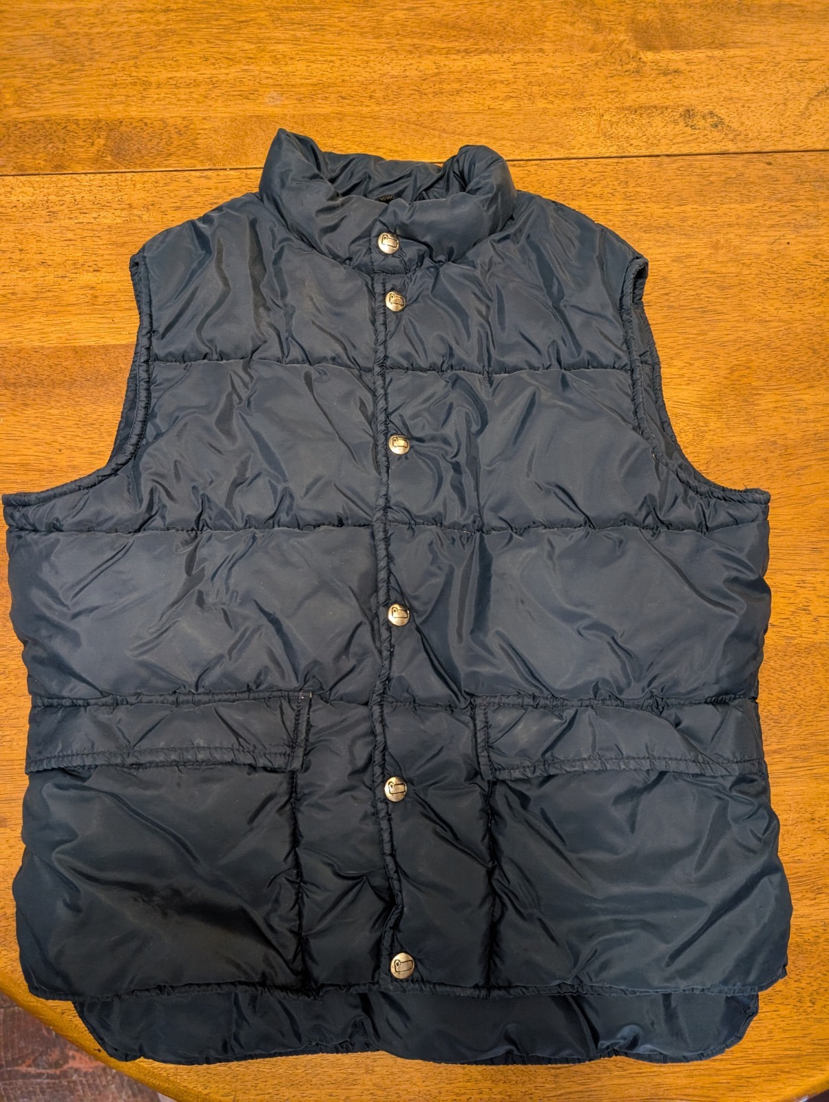 Woolrich Men’s Blue Insulated Puffer Vest Button Front Stand-Up Collar M