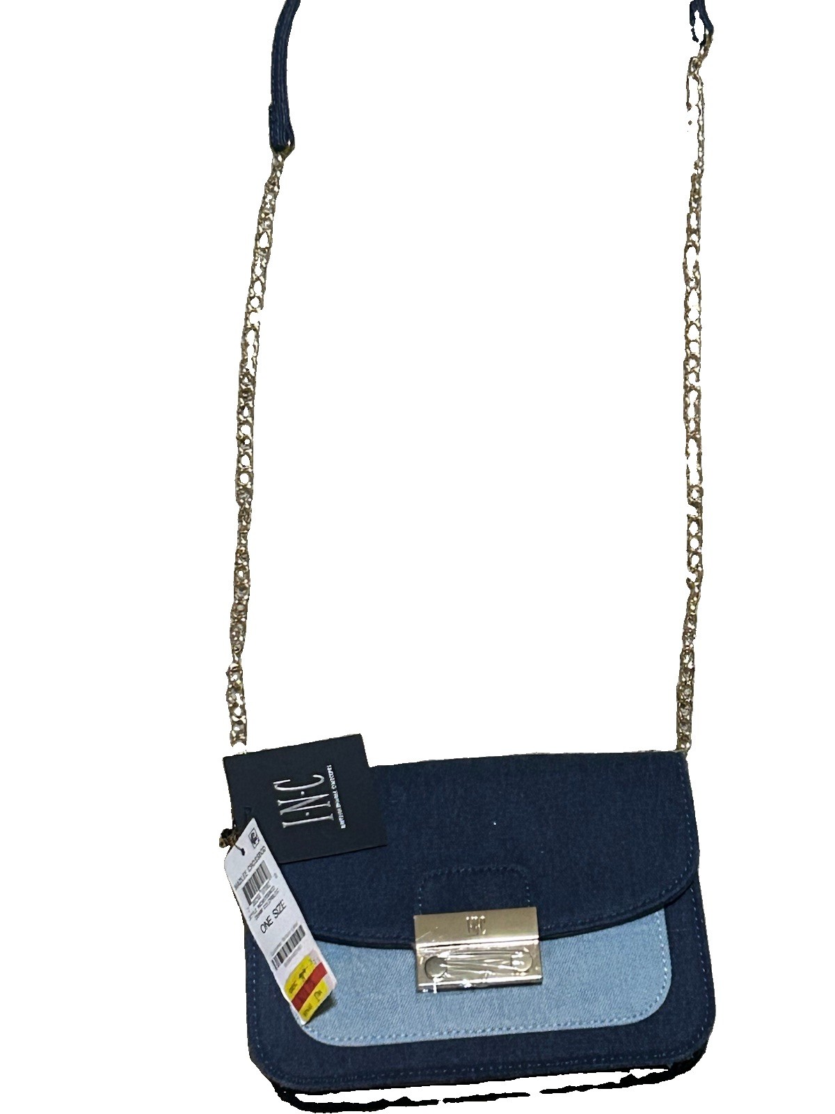 I.N.C International Concepts Blue Denim Chain Strap Crossbody Shoulder Bag NWT