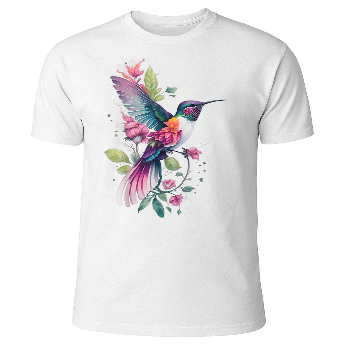 Floral Humming Bird Flowers Tie Dye Shirt Colorful Hummingbird Gift Tee