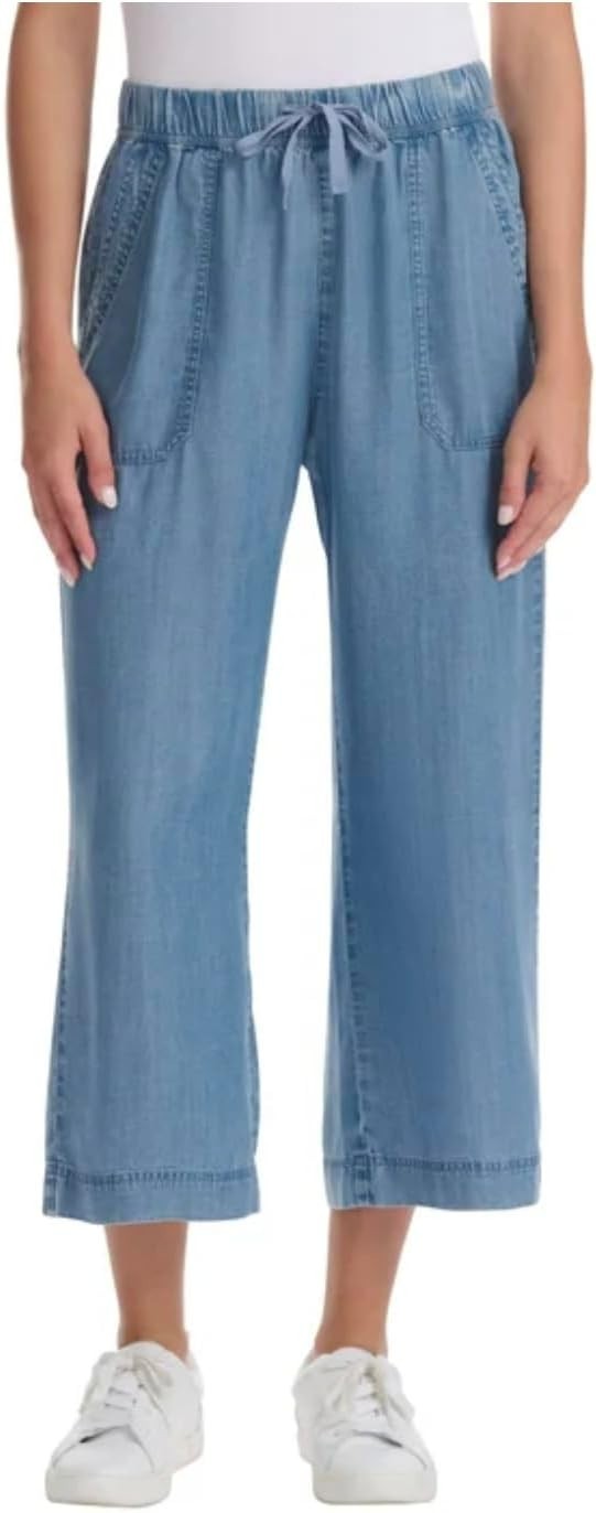 Splendid Women’s Pull-On Wide Leg Crop Ankle Pant Gray Blue Sz M New