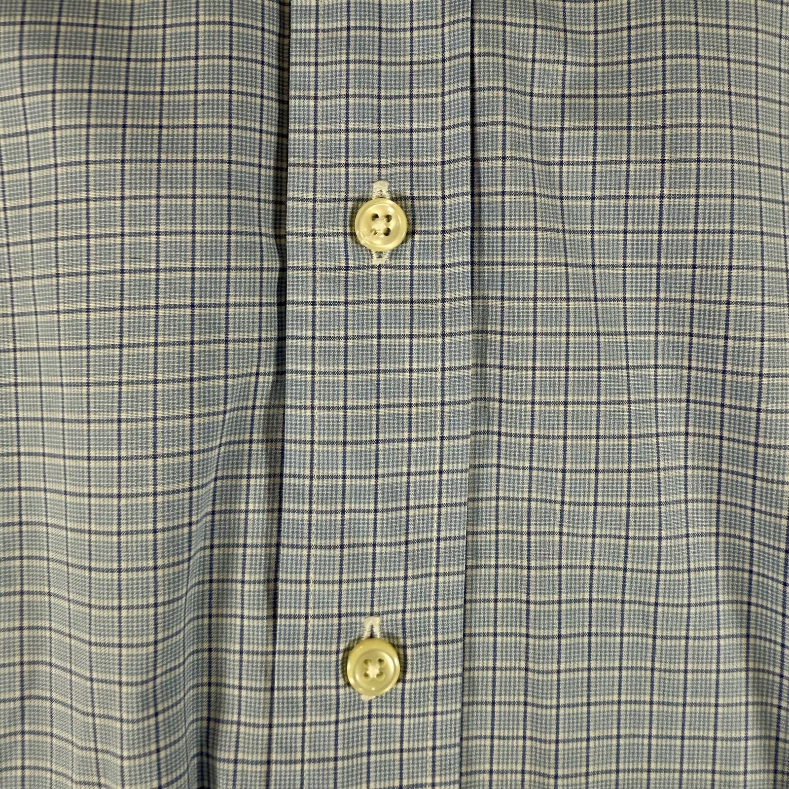 Ralph Lauren Long Sleeve Checked Button Up Shirt Mens 15.5 34/35 Custom Fit Blue