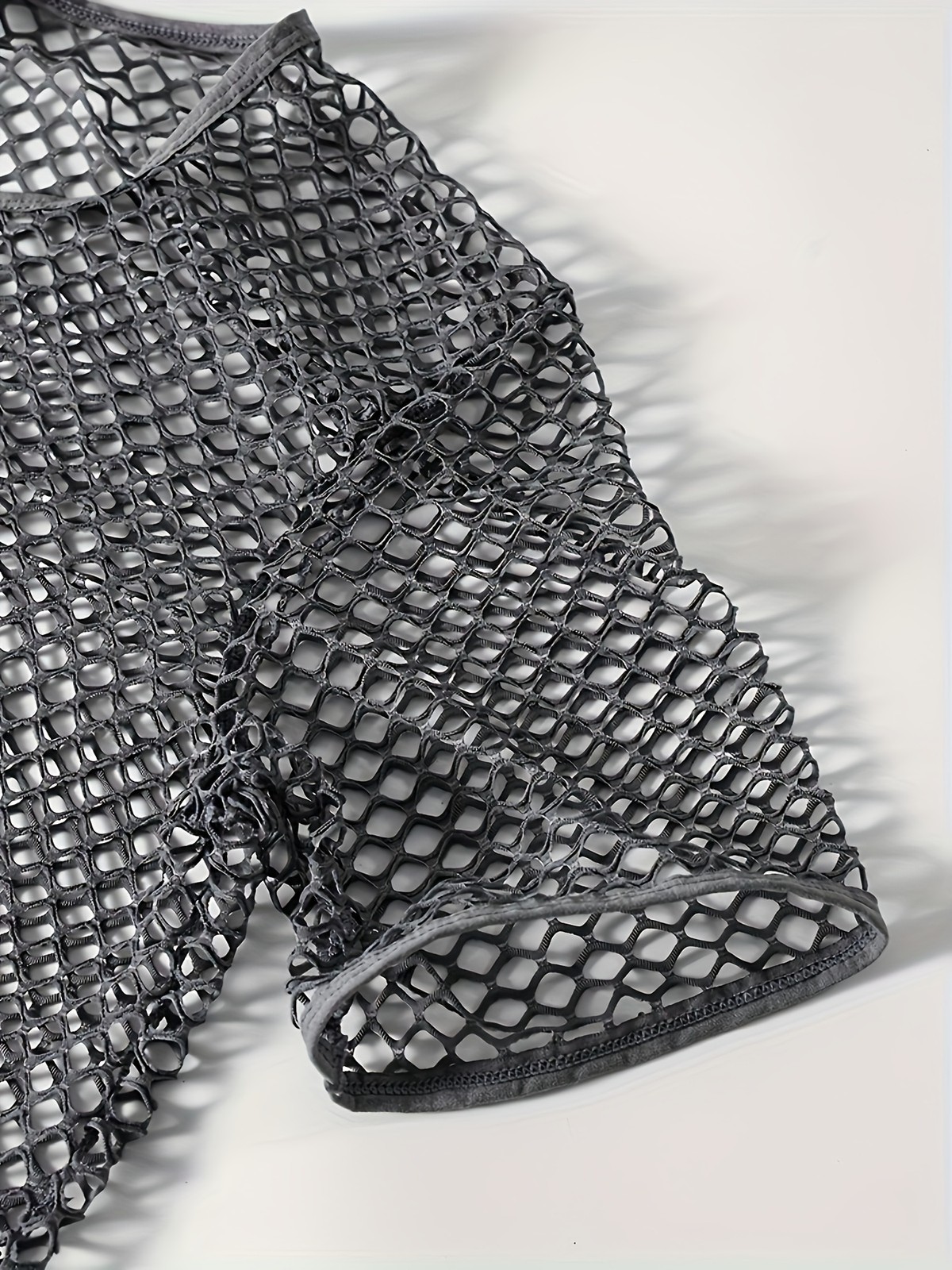 Mens’s Sheer Fishnet Short Sleeve Breathable Large Mesh Hole Top T-Shirts