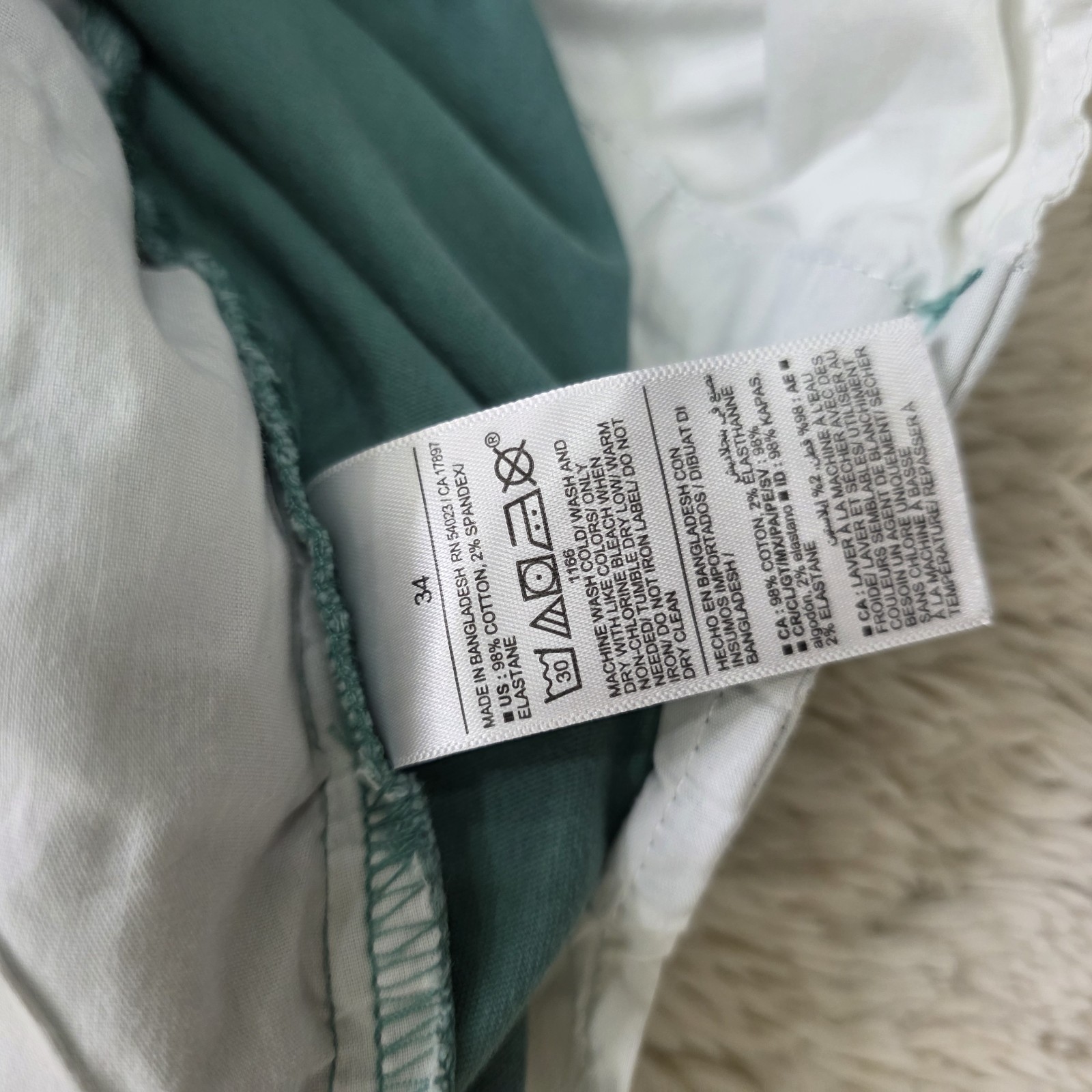 Old Navy Slim Built-In Flex Rotation Chino Shorts Mens 34 Teal Green 8″
