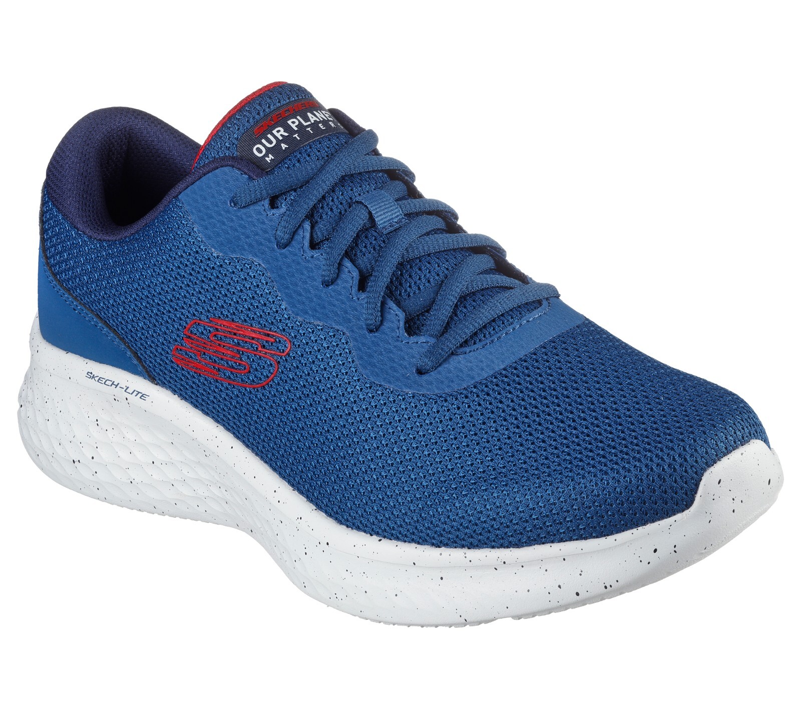 Skechers Men’s Shoes Sport Blue Red Comfort Casual Walk Lite Memory Foam 232830