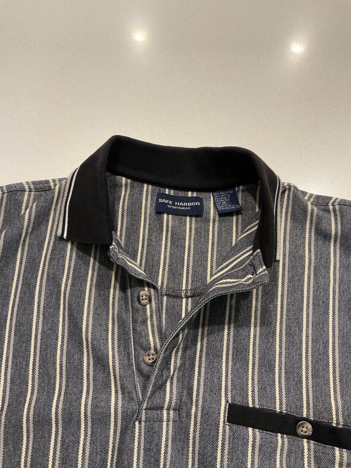 Safe Harbor Men’s Striped Polo Shirt – Classic Casual Style
