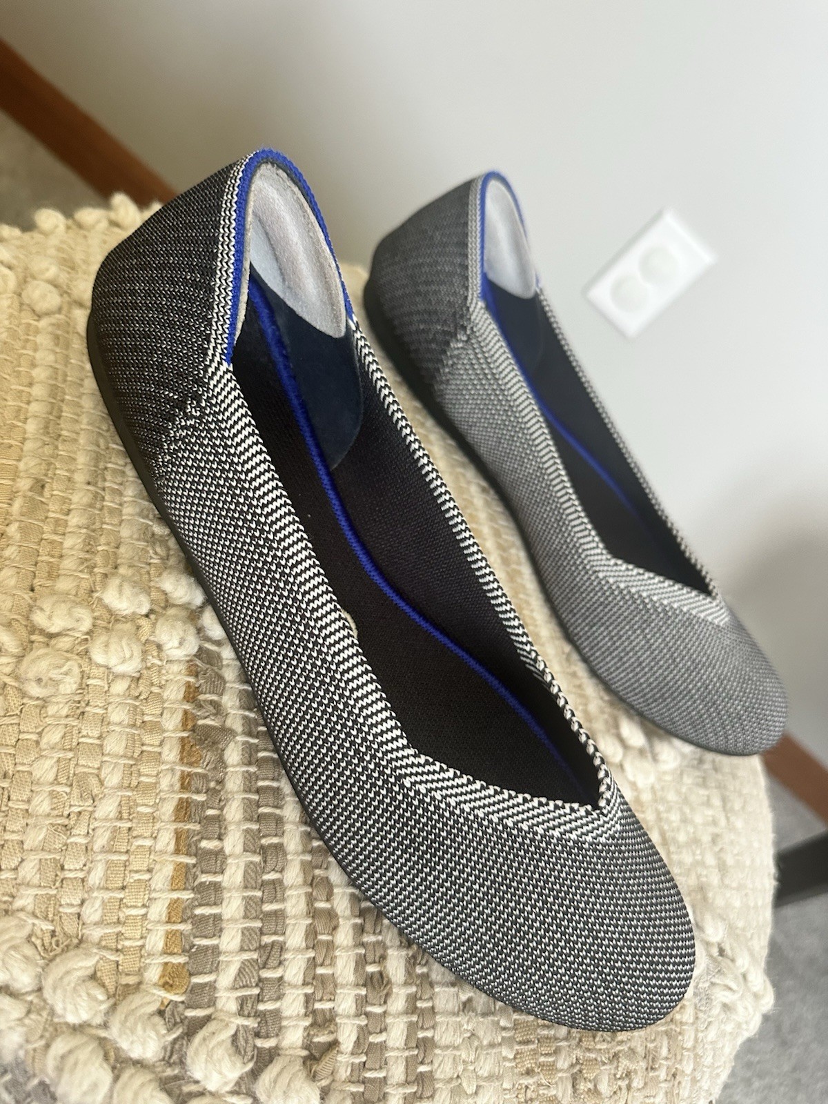Rothys Black White Houndstooth The Daily Flat Sz 8.5 Washable Ballet Flats