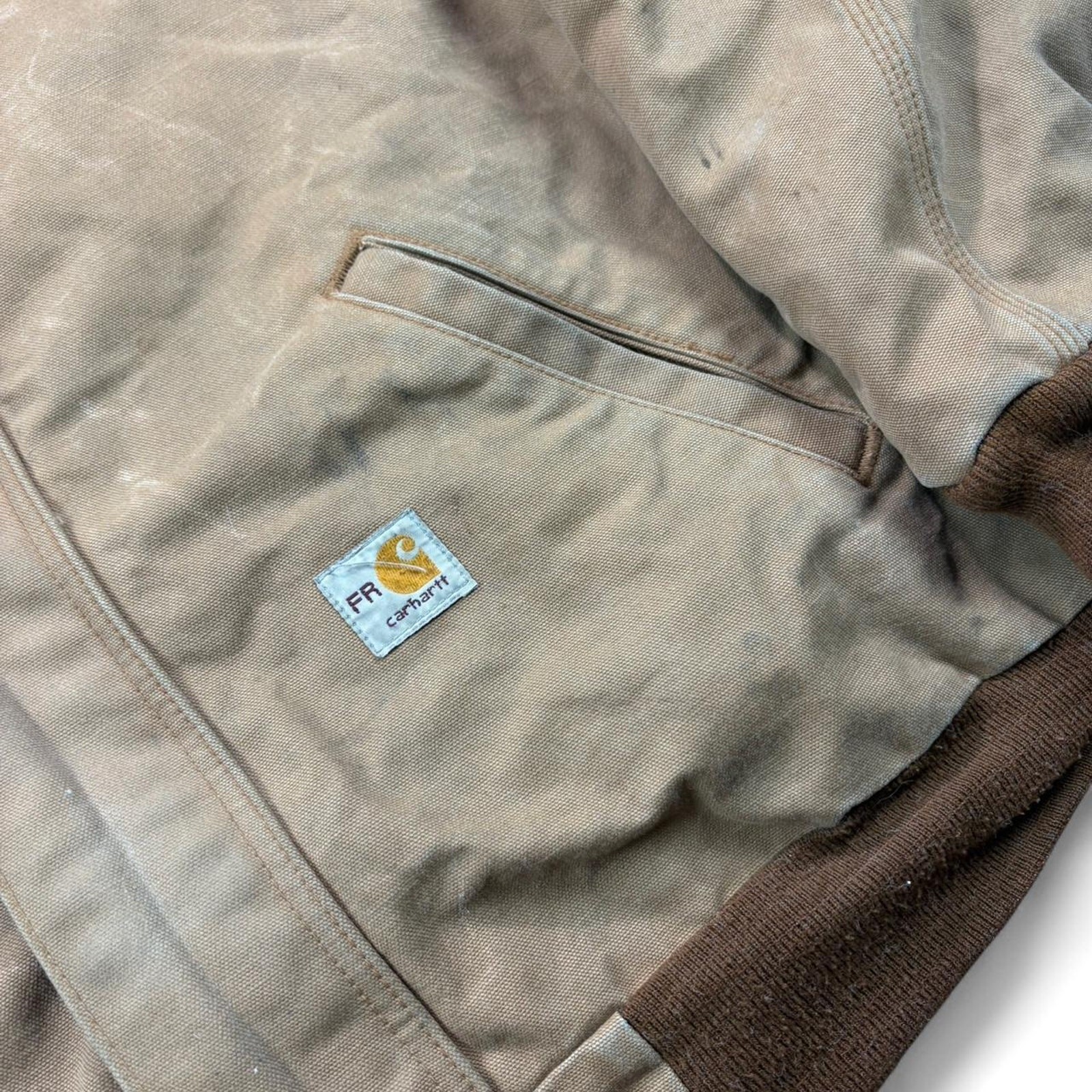 Vintage Carhartt FR Flame Resistant Zip Up Work Jacket Faded Brown Duck Canvas