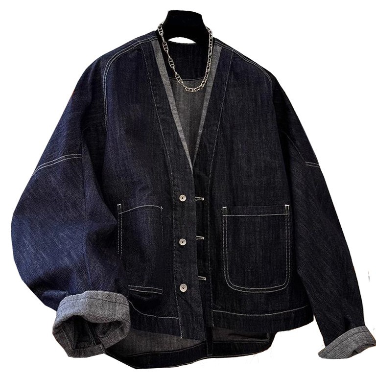Japandi Batwing sleeves noragi kimono cardigan denim jeans jacket oversized